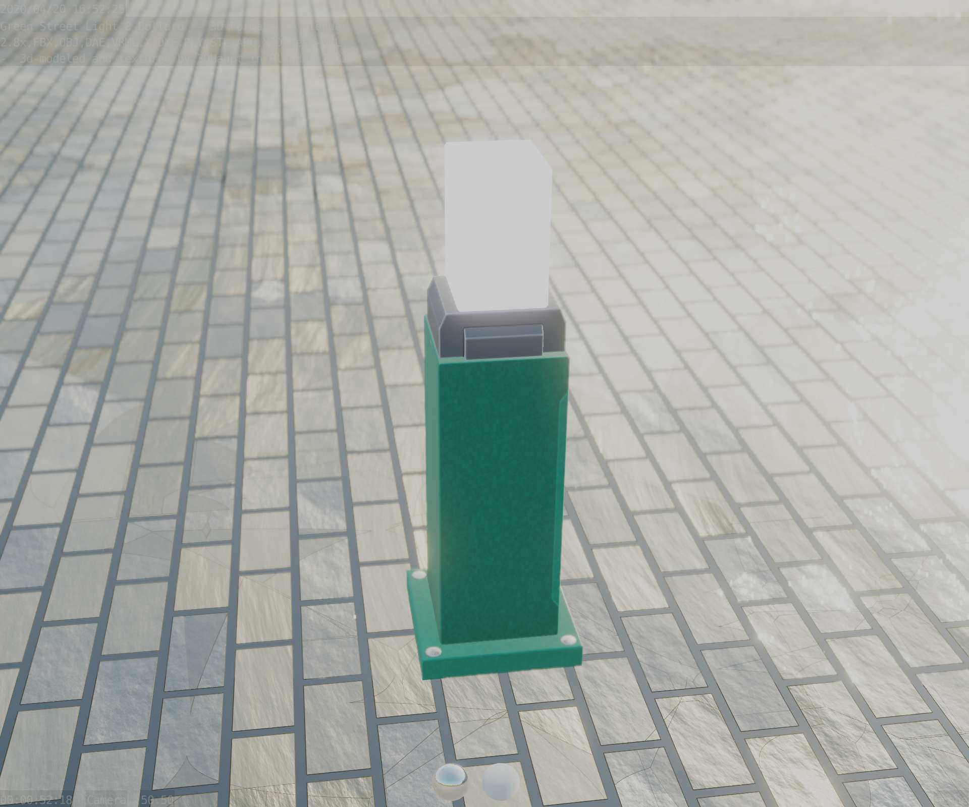 Street Light 8 Bollard 500mm Moss Green Version 3 Low-poly 3D model_66