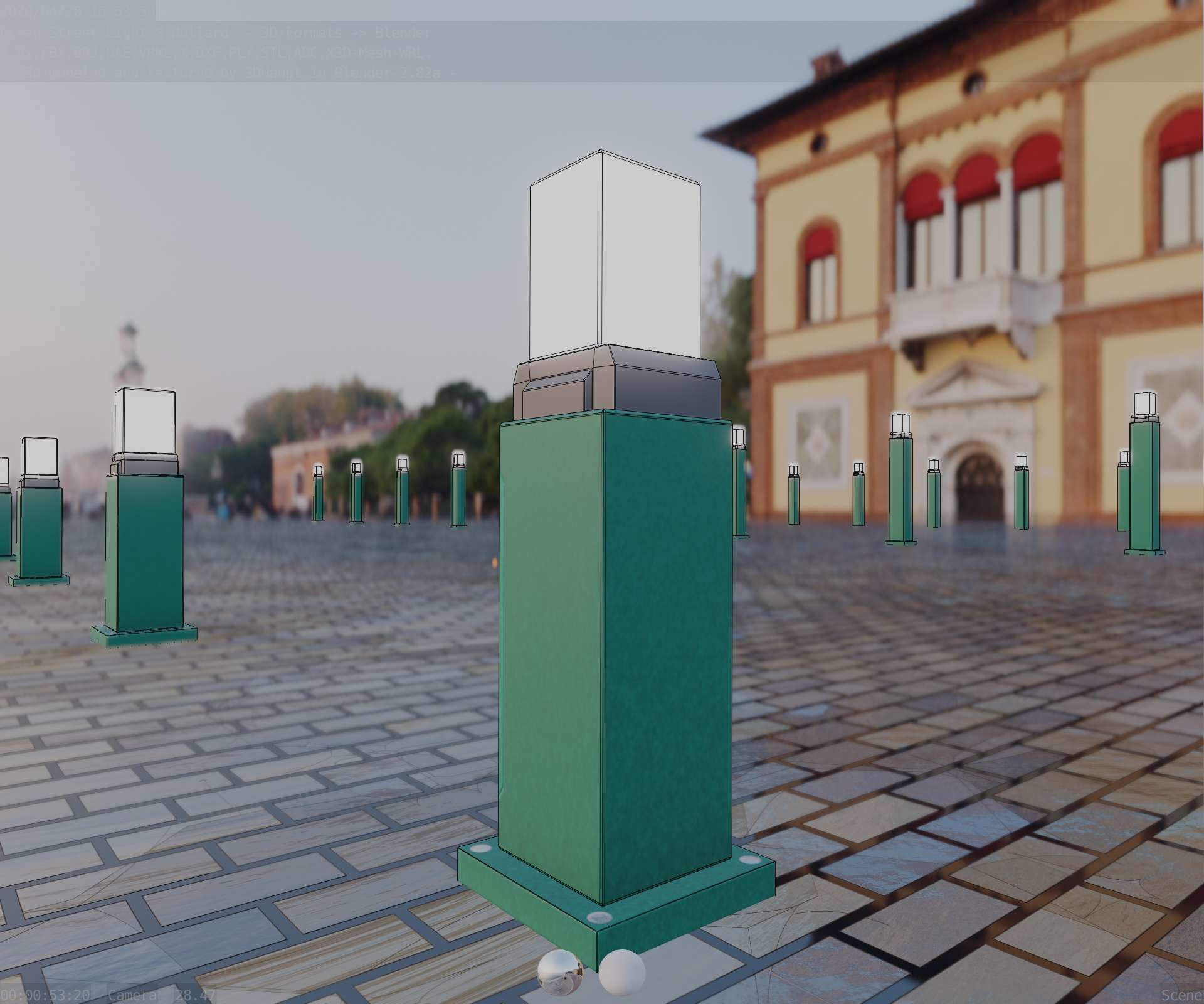Street Light 8 Bollard 500mm Moss Green Version 3 Low-poly 3D model_92