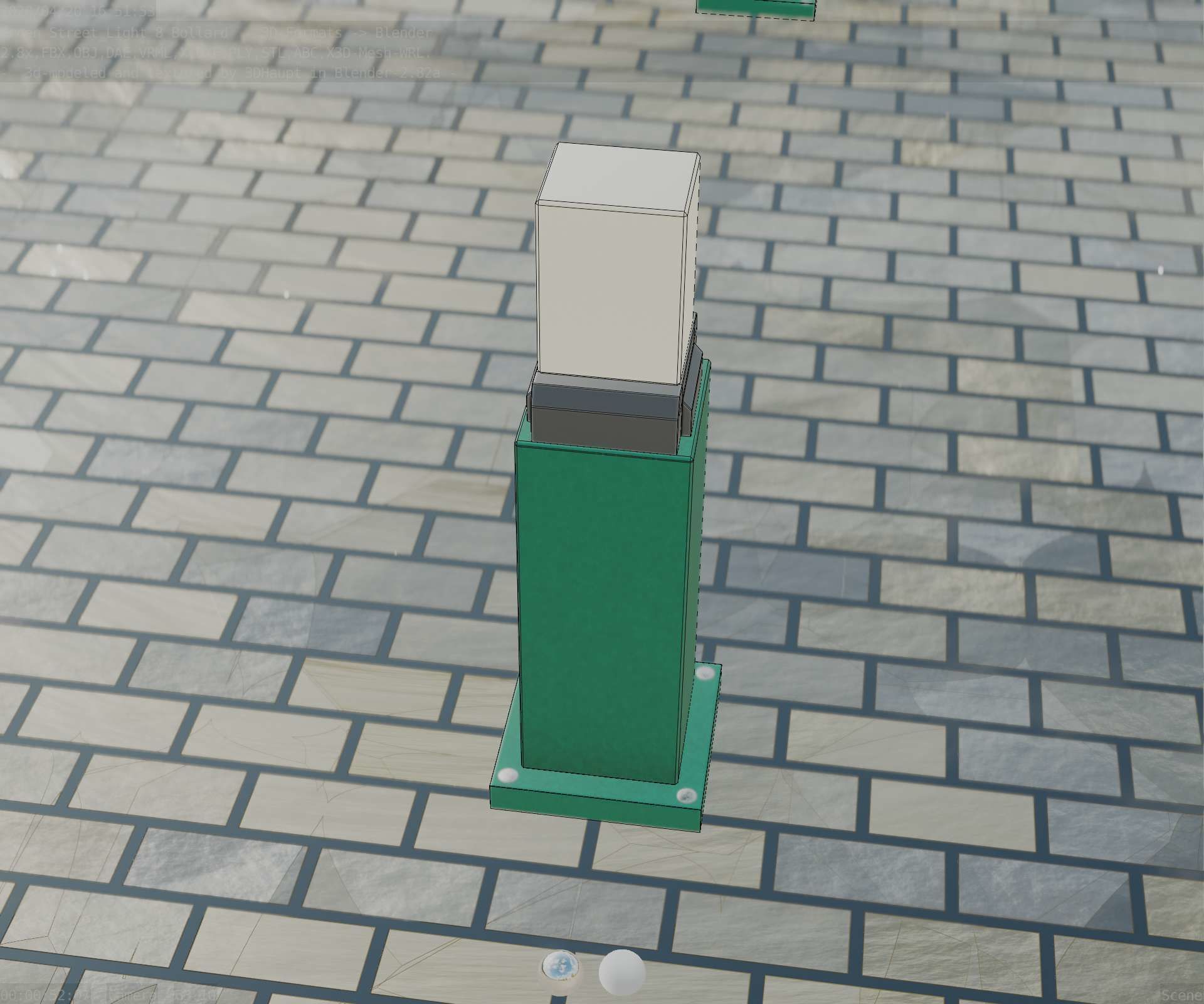 Street Light 8 Bollard 500mm Moss Green Version 3 Low-poly 3D model_55