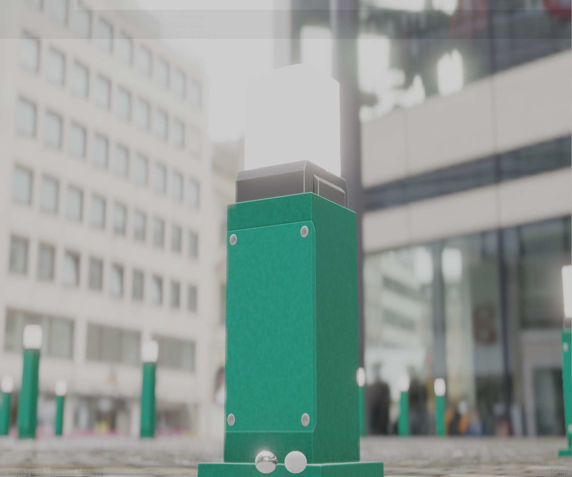Street Light 8 Bollard 500mm Moss Green Version 3 Low-poly 3D model_27