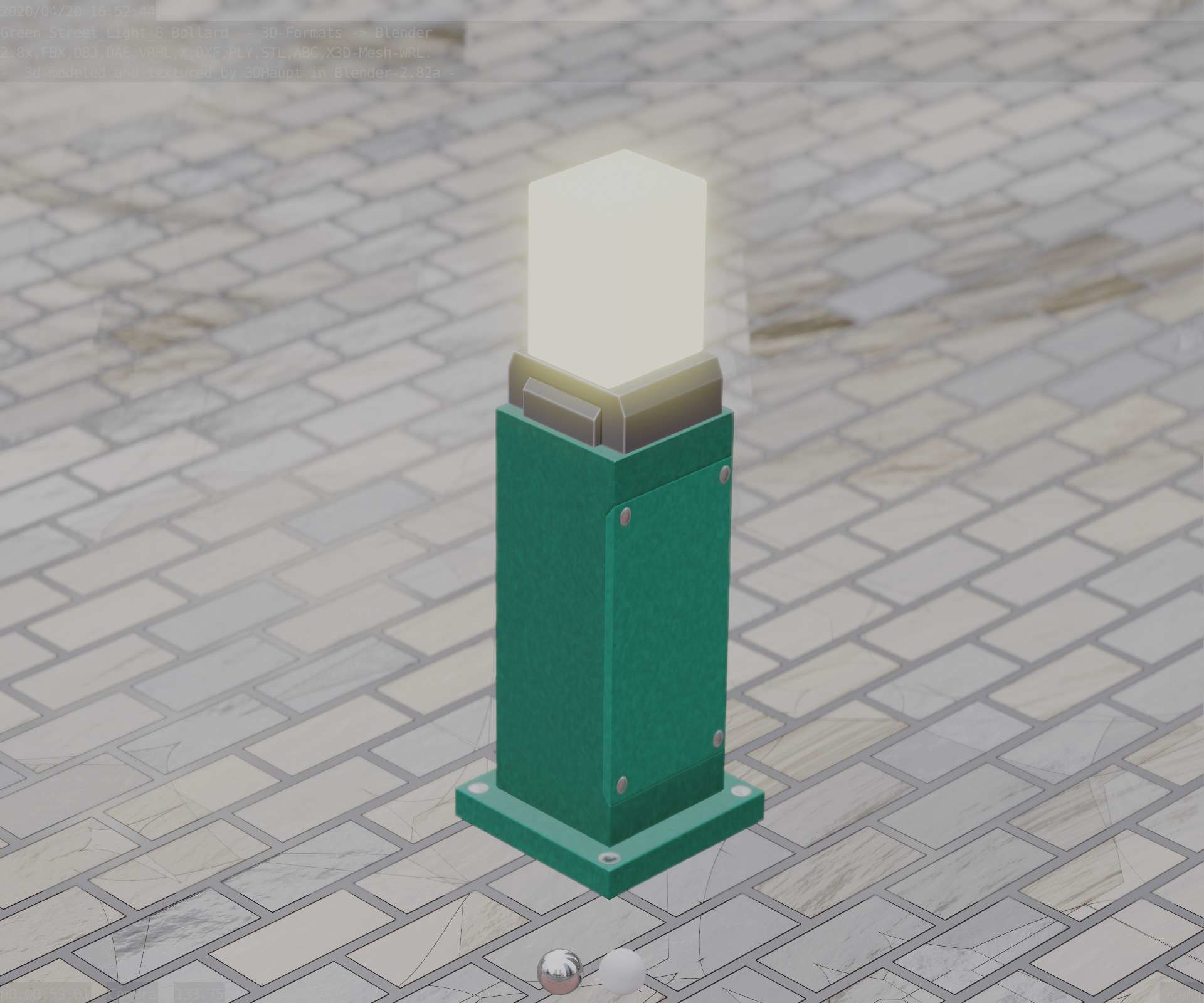 Street Light 8 Bollard 500mm Moss Green Version 3 Low-poly 3D model_73