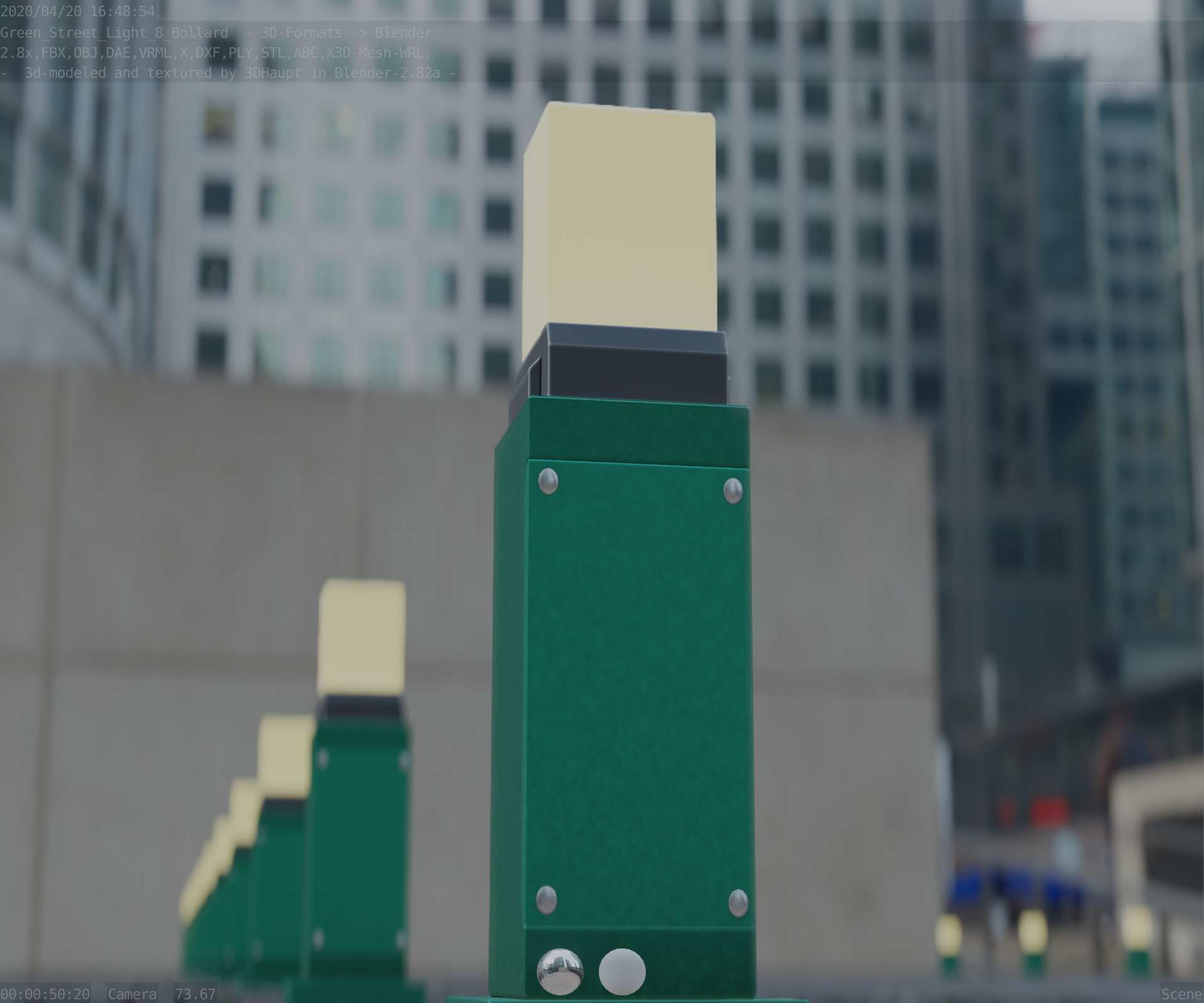 Street Light 8 Bollard 500mm Moss Green Version 3 Low-poly 3D model_20