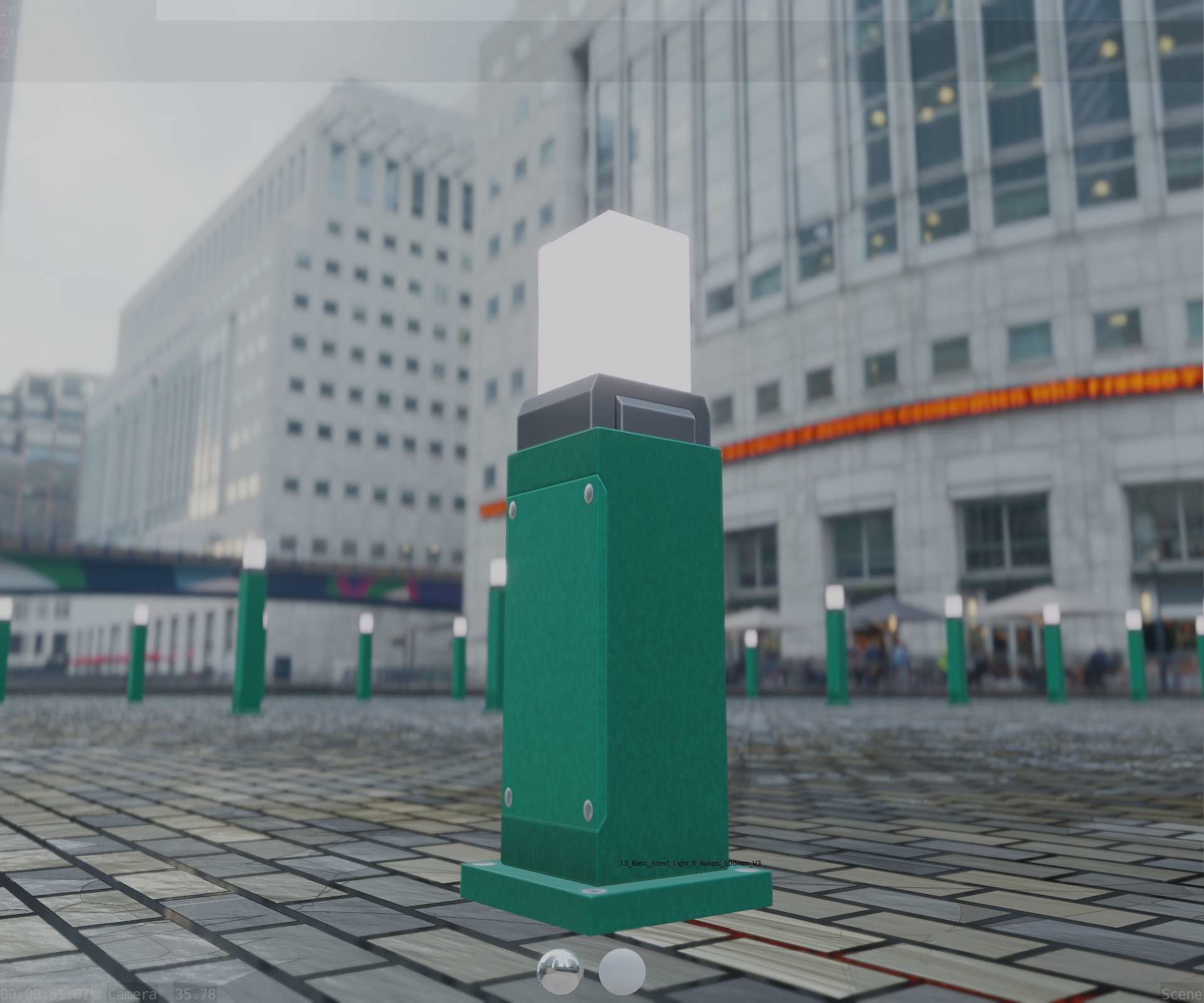 Street Light 8 Bollard 500mm Moss Green Version 3 Low-poly 3D model_31