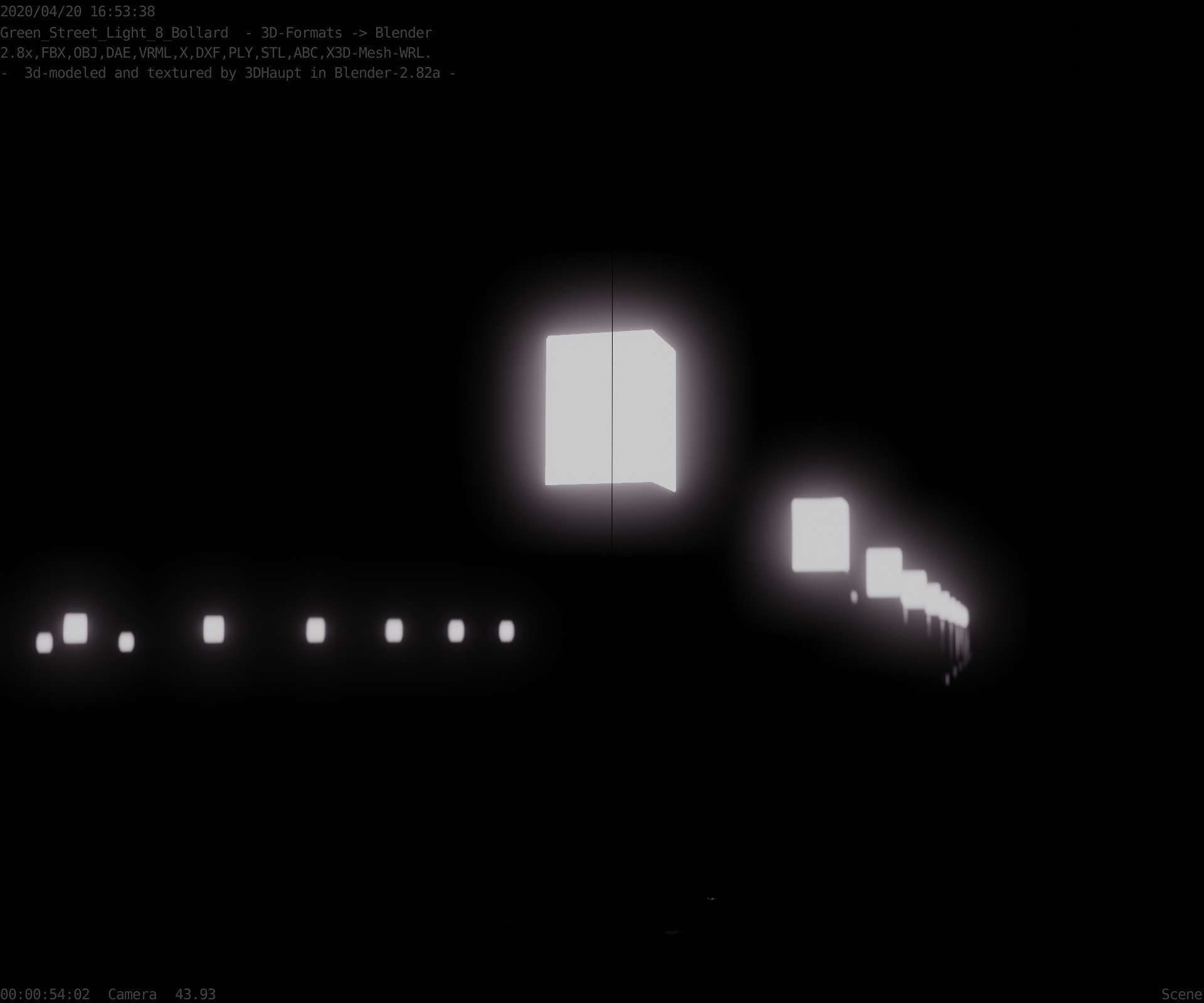 Street Light 8 Bollard 500mm Moss Green Version 3 Low-poly 3D model_98