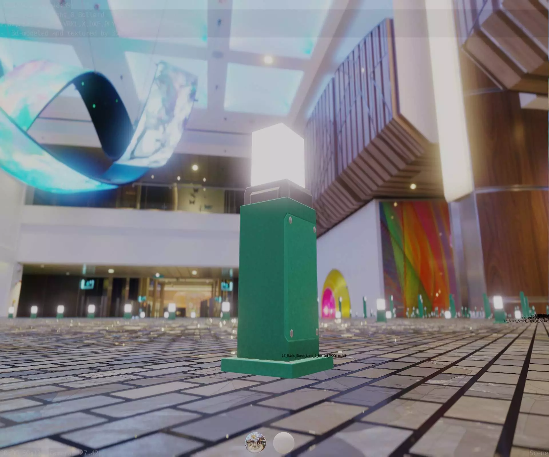 Street Light 8 Bollard 500mm Moss Green Version 3 Low-poly 3D model_0