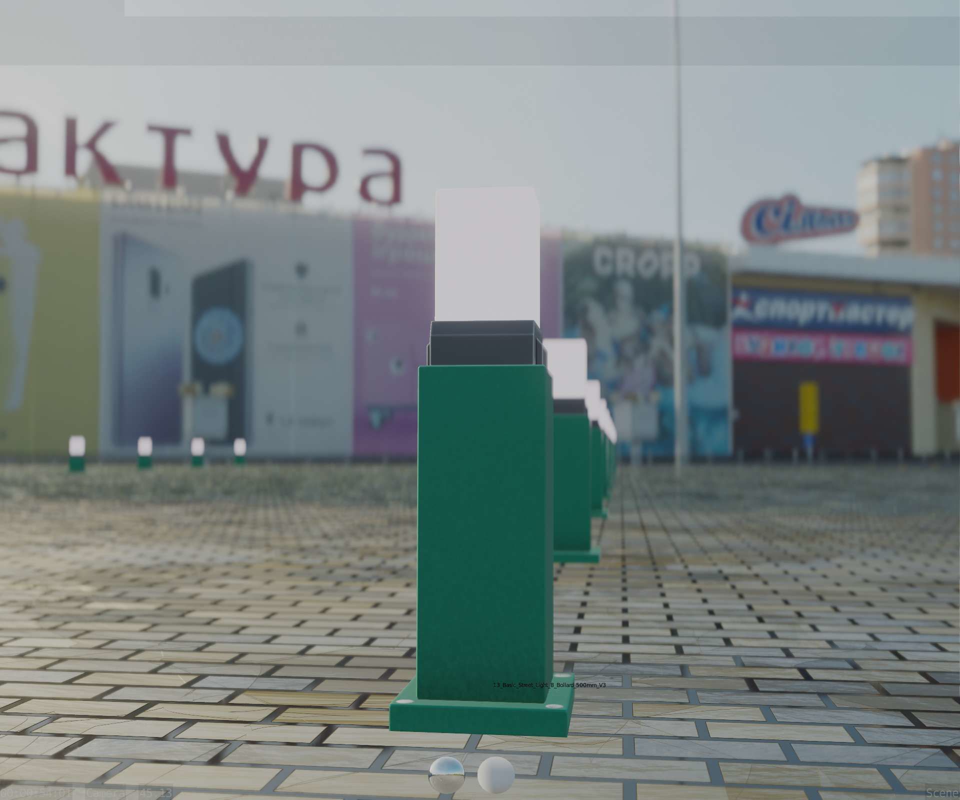 Street Light 8 Bollard 500mm Moss Green Version 3 Low-poly 3D model_97