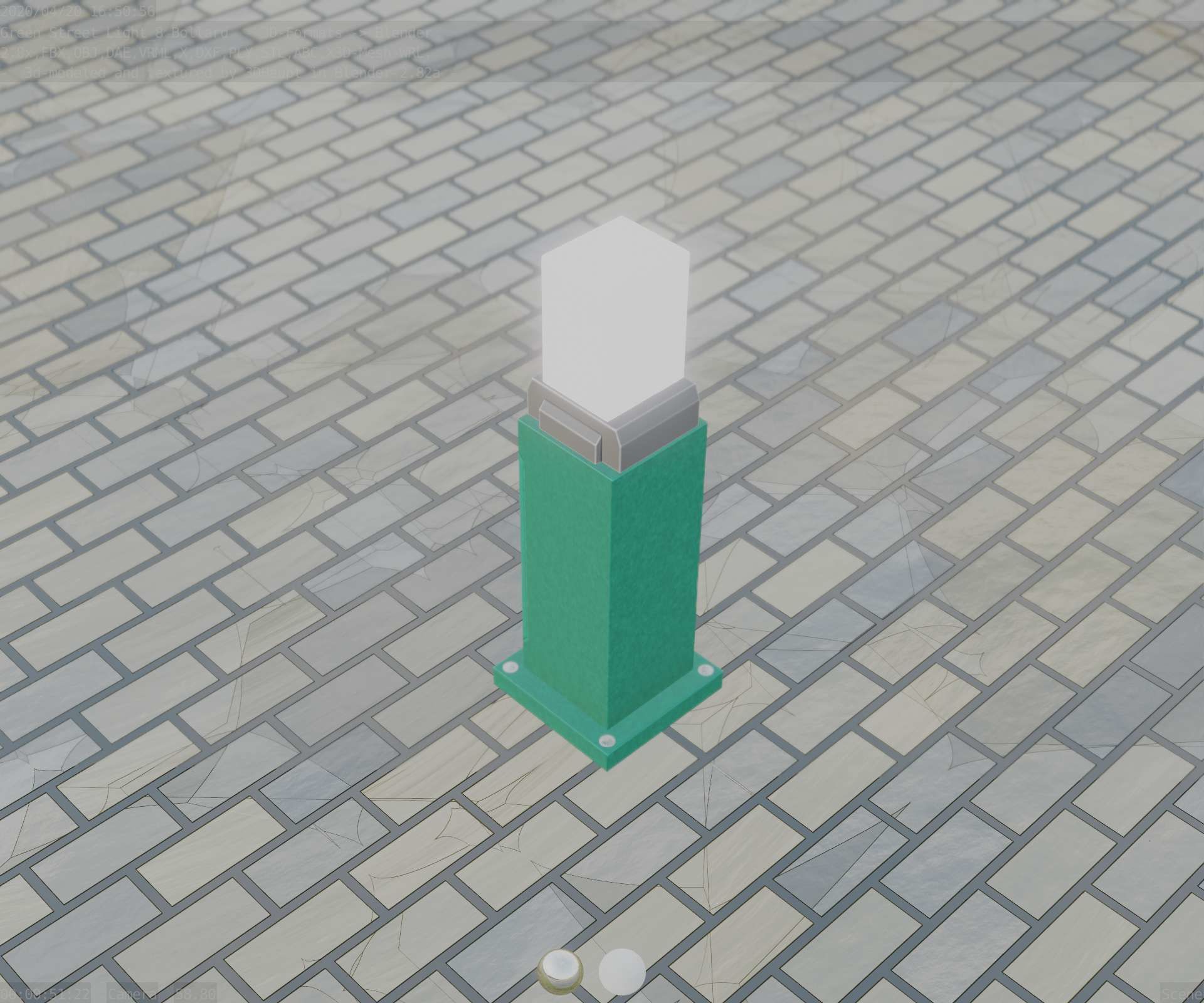 Street Light 8 Bollard 500mm Moss Green Version 3 Low-poly 3D model_46