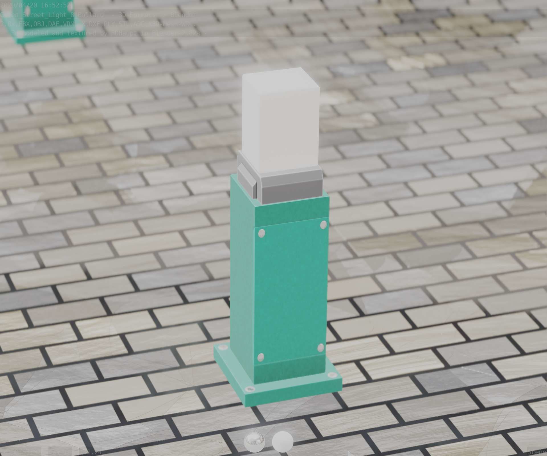Street Light 8 Bollard 500mm Moss Green Version 3 Low-poly 3D model_76
