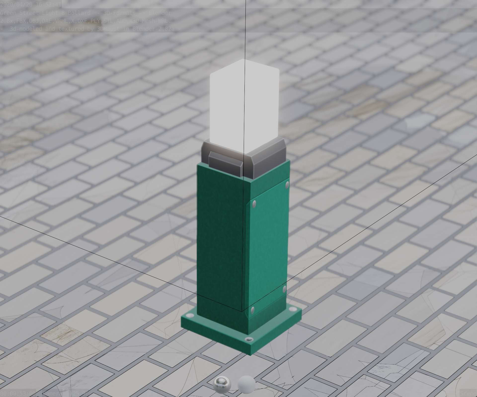 Street Light 8 Bollard 500mm Moss Green Version 3 Low-poly 3D model_72