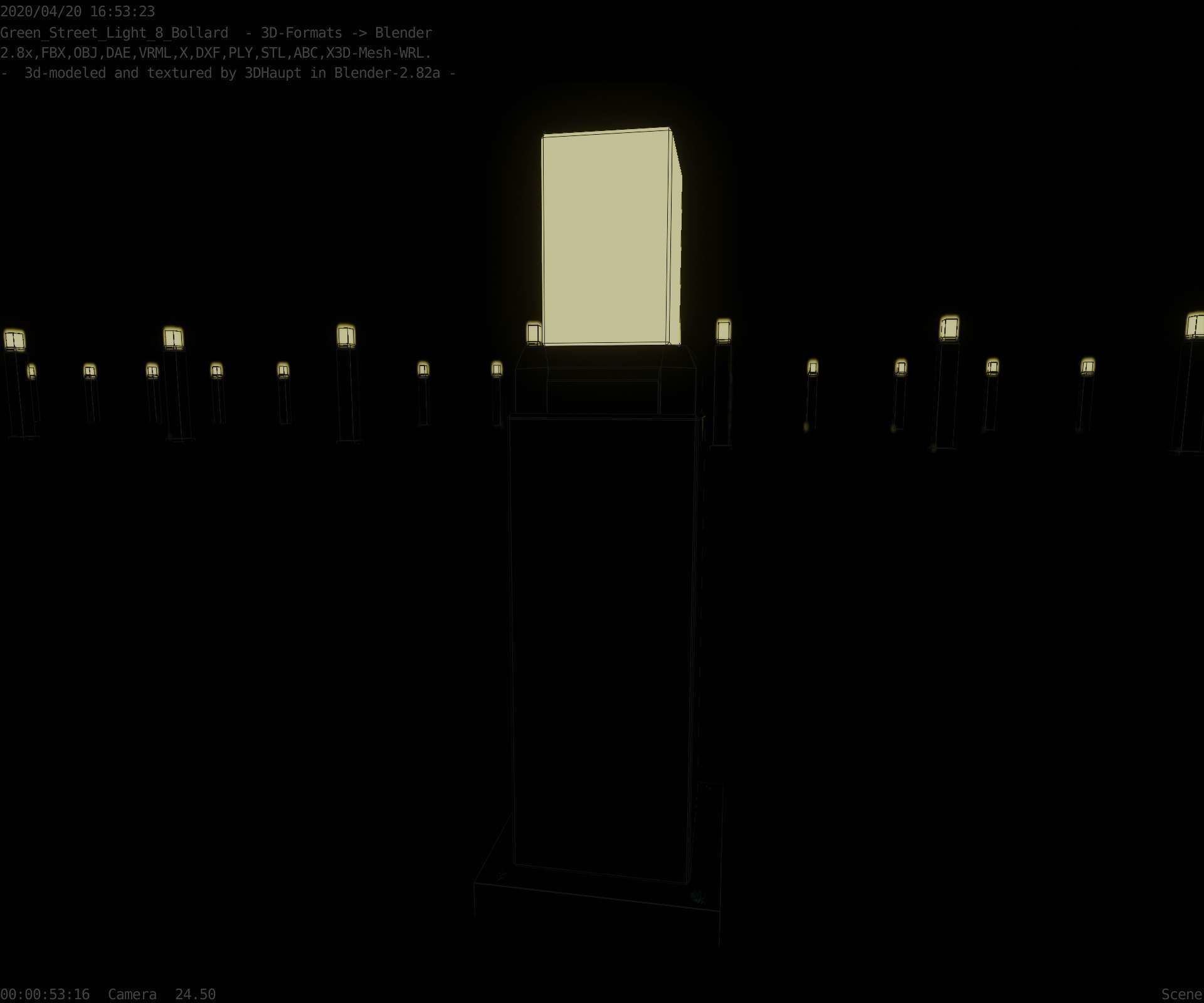 Street Light 8 Bollard 500mm Moss Green Version 3 Low-poly 3D model_88