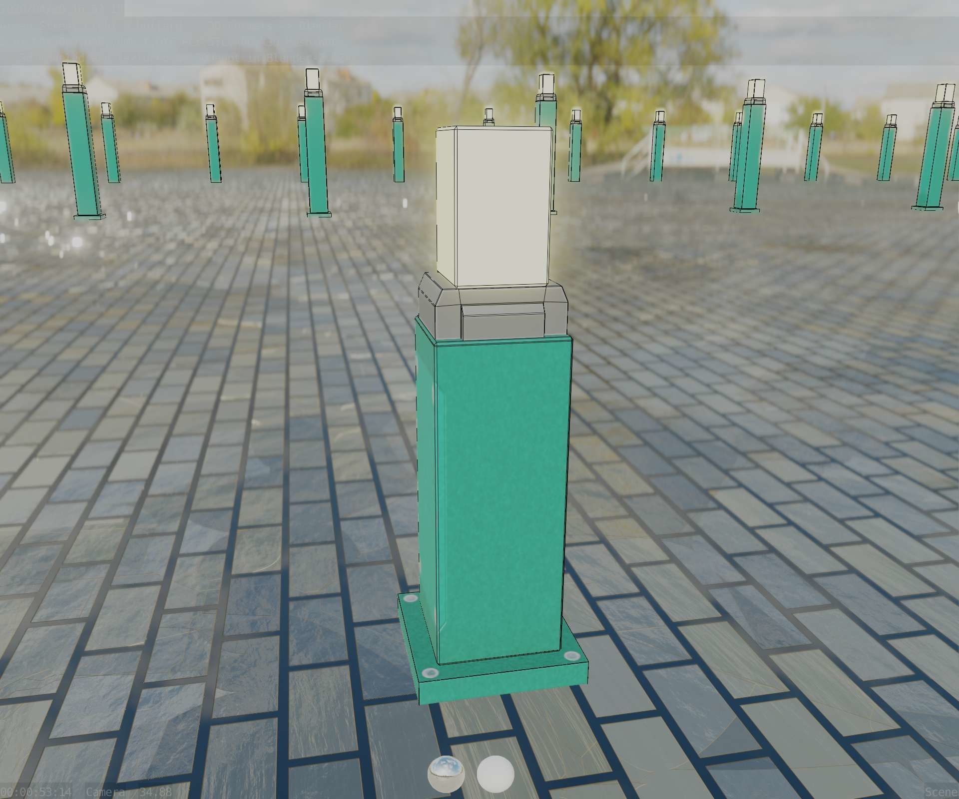 Street Light 8 Bollard 500mm Moss Green Version 3 Low-poly 3D model_86