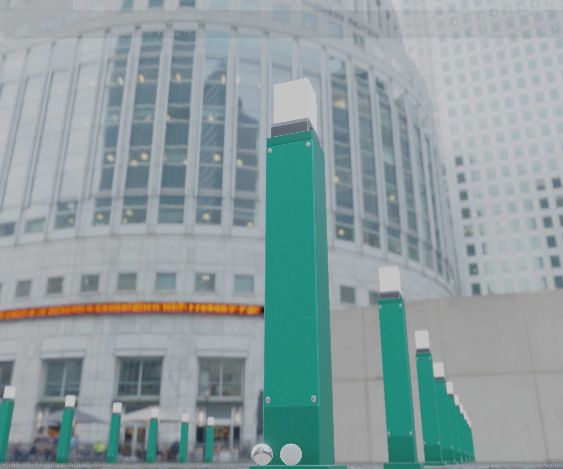 Street Light 8 Bollard 900mm Moss Green Version 3 Low-poly 3D model_25