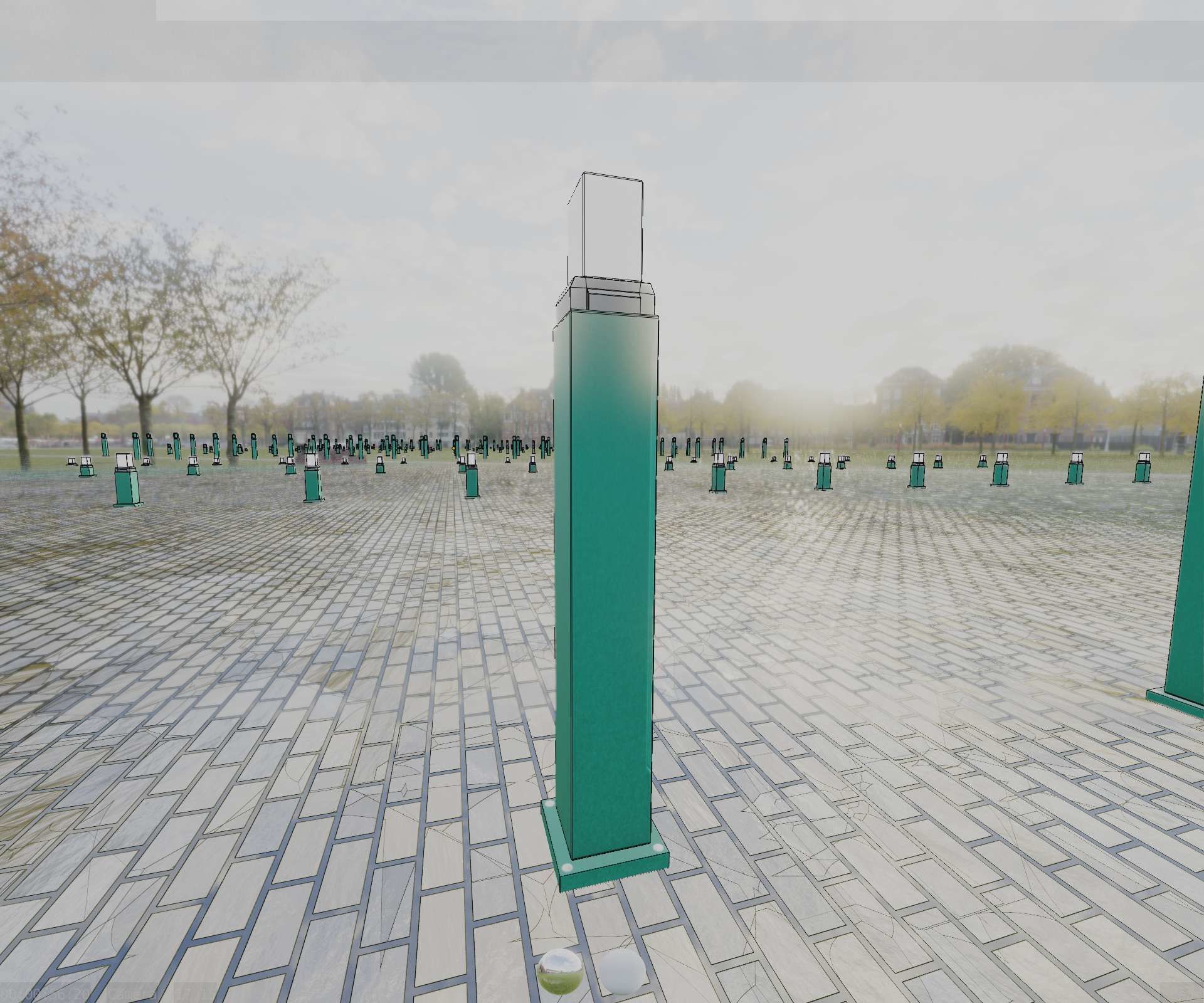 Street Light 8 Bollard 900mm Moss Green Version 3 Low-poly 3D model_64