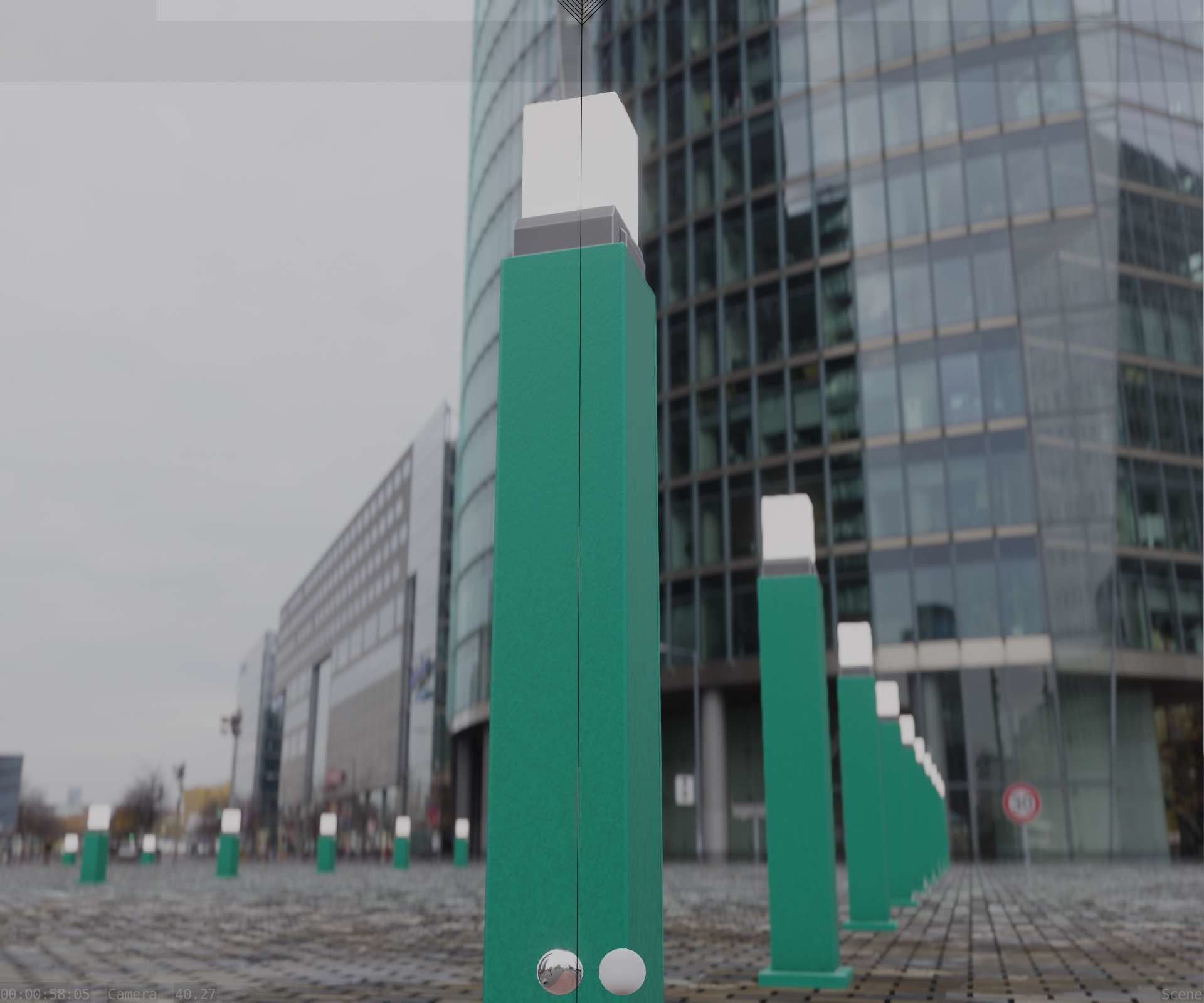 Street Light 8 Bollard 900mm Moss Green Version 3 Low-poly 3D model_97