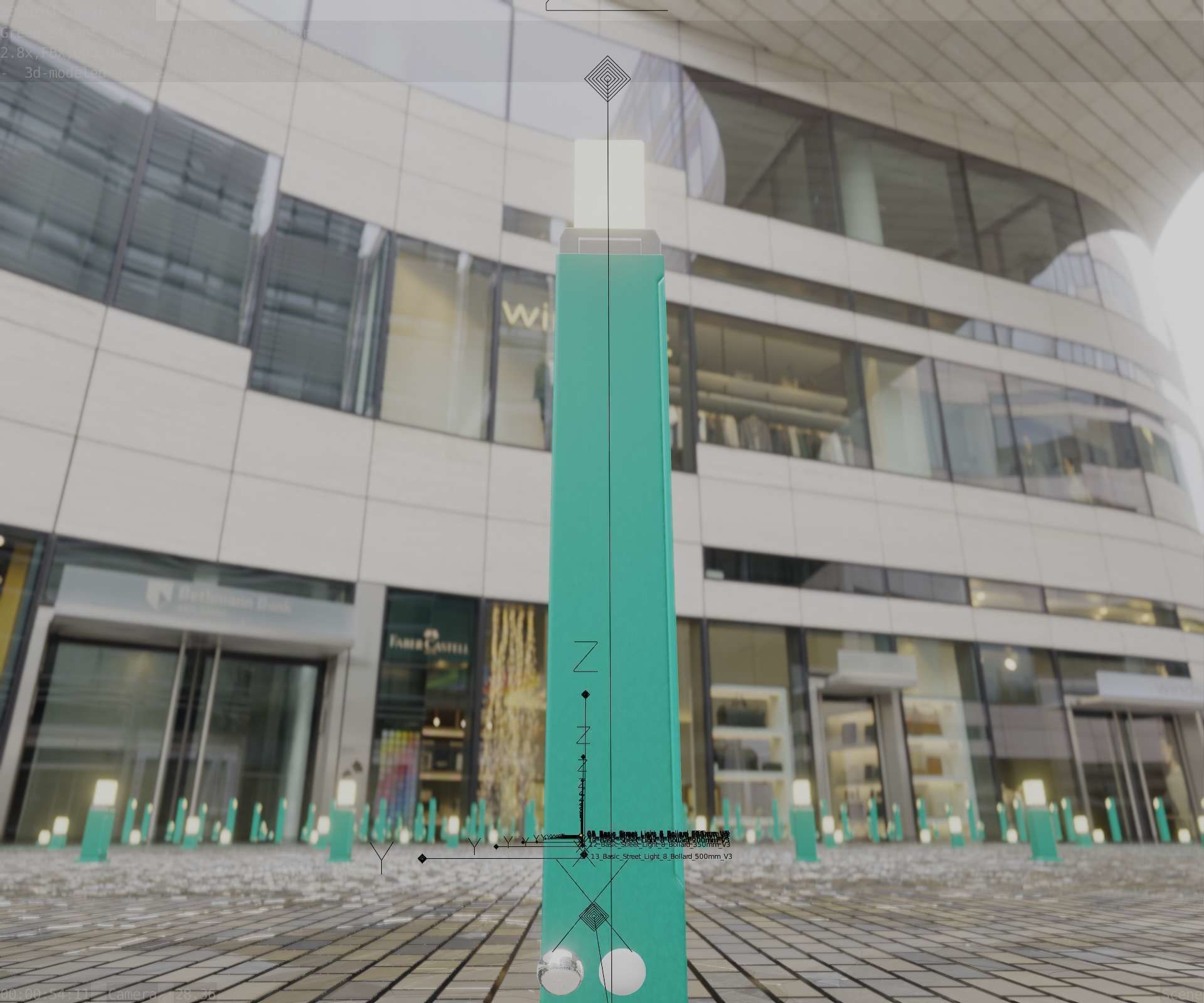 Street Light 8 Bollard 900mm Moss Green Version 3 Low-poly 3D model_9