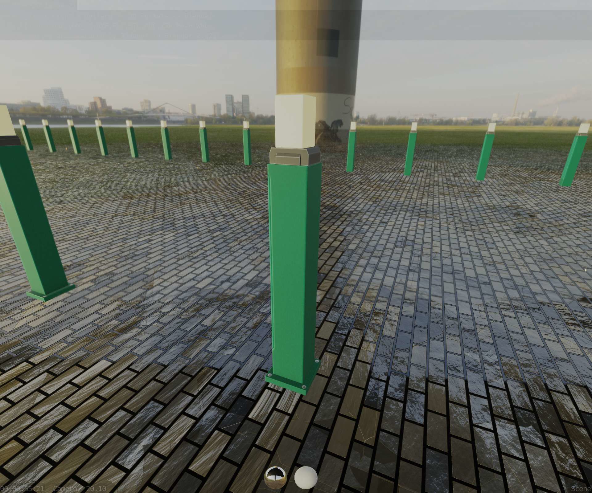 Street Light 8 Bollard 900mm Moss Green Version 3 Low-poly 3D model_41