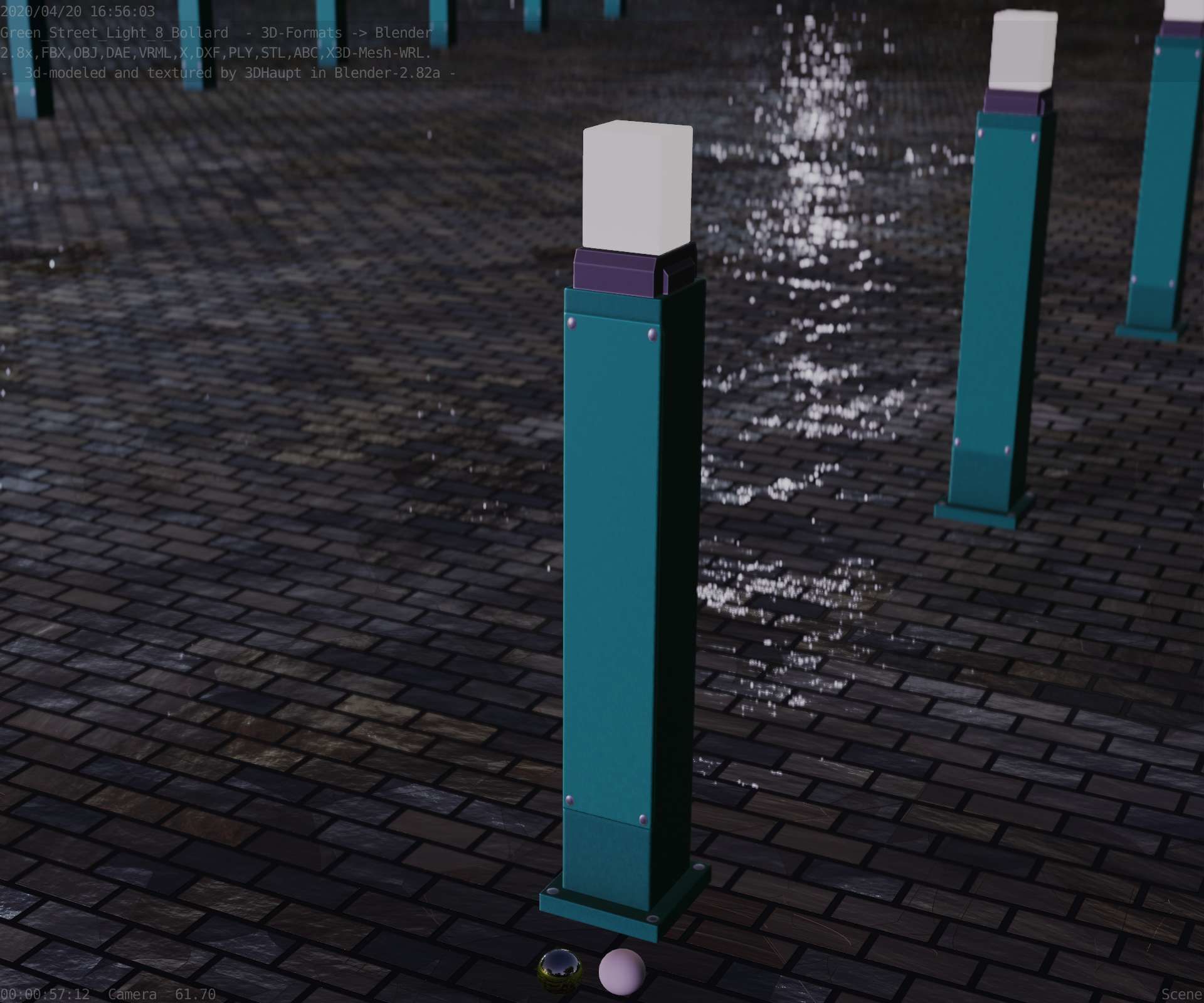 Street Light 8 Bollard 900mm Moss Green Version 3 Low-poly 3D model_80