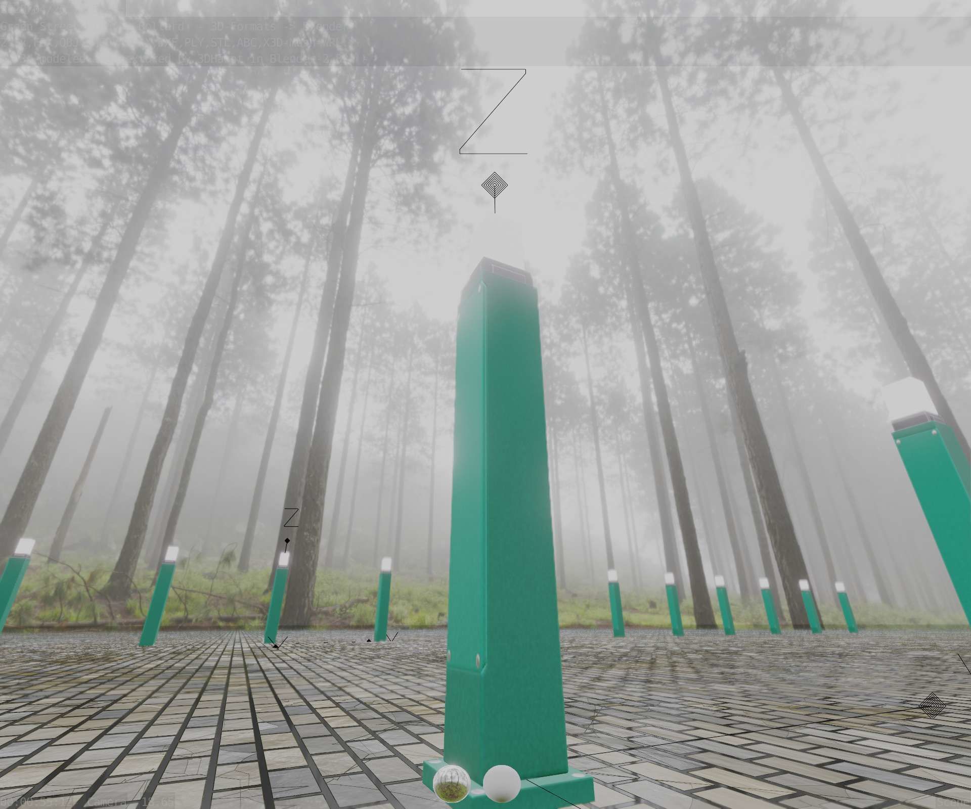 Street Light 8 Bollard 900mm Moss Green Version 3 Low-poly 3D model_32