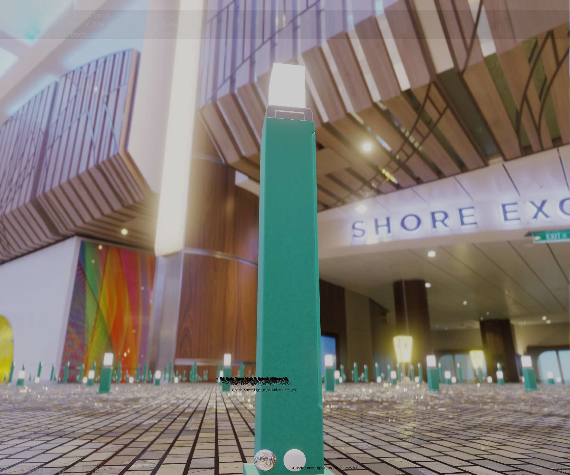 Street Light 8 Bollard 900mm Moss Green Version 3 Low-poly 3D model_8