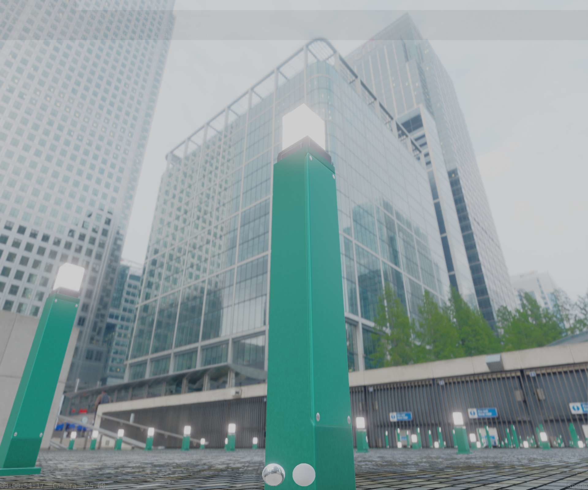 Street Light 8 Bollard 900mm Moss Green Version 3 Low-poly 3D model_15