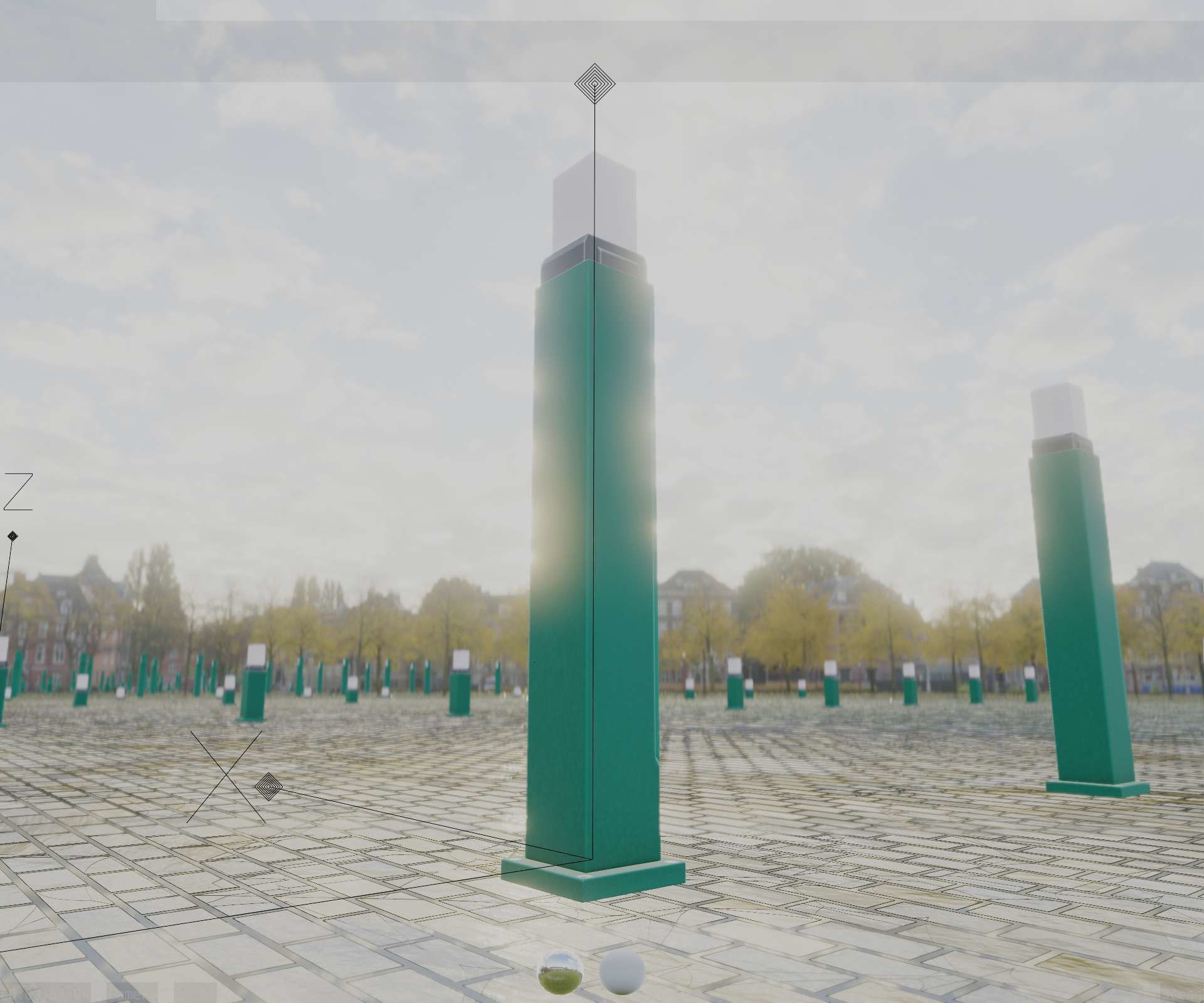 Street Light 8 Bollard 900mm Moss Green Version 3 Low-poly 3D model_5