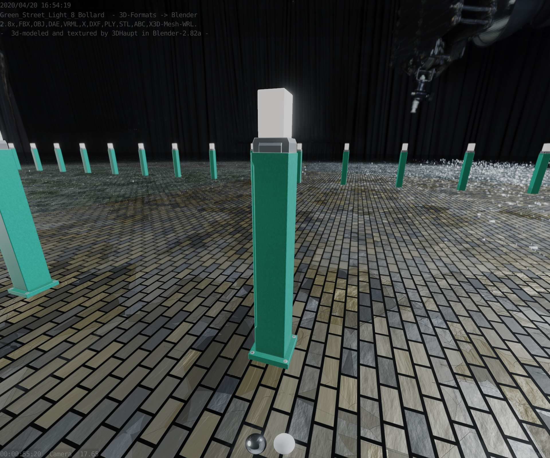 Street Light 8 Bollard 900mm Moss Green Version 3 Low-poly 3D model_40