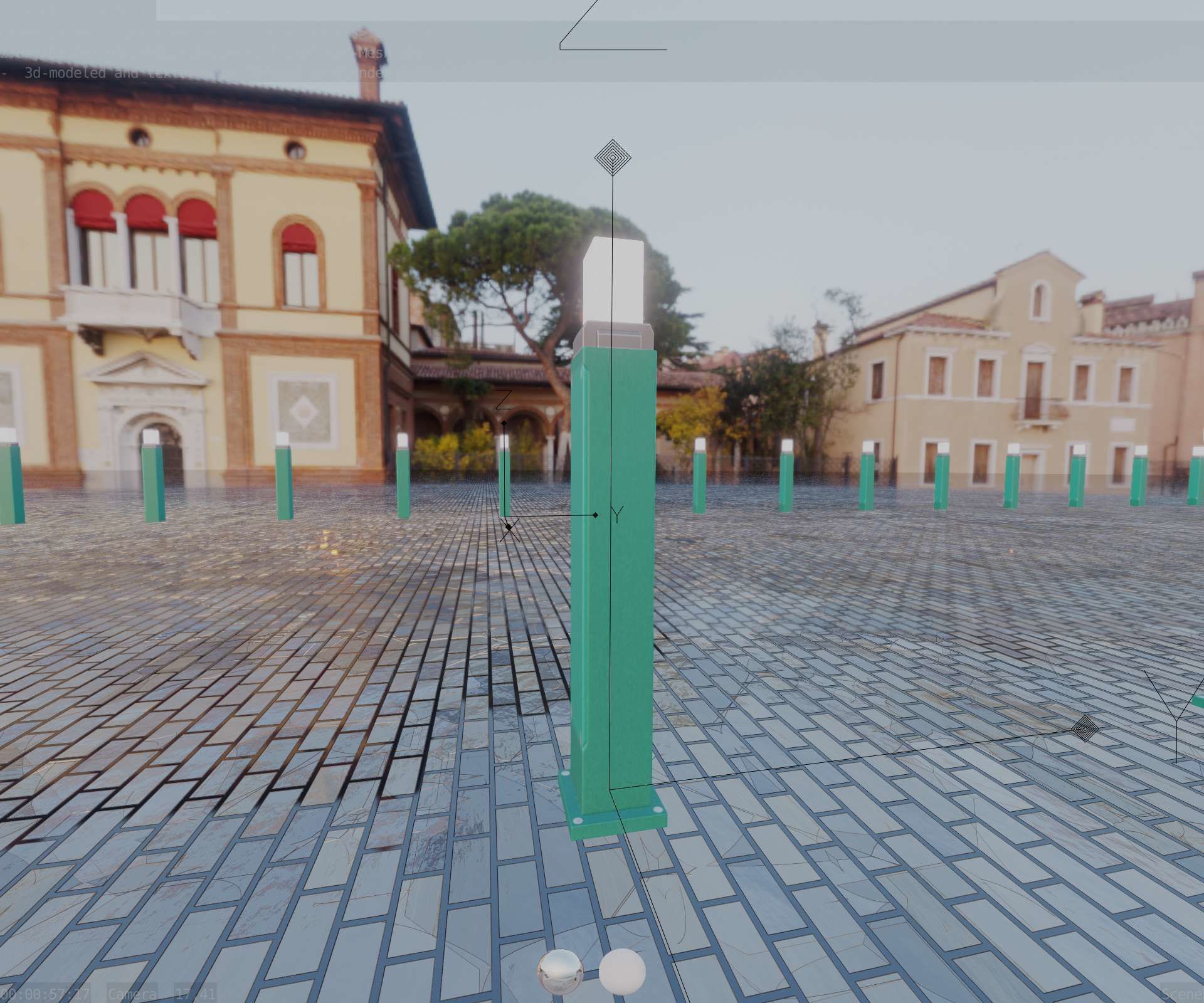 Street Light 8 Bollard 900mm Moss Green Version 3 Low-poly 3D model_85