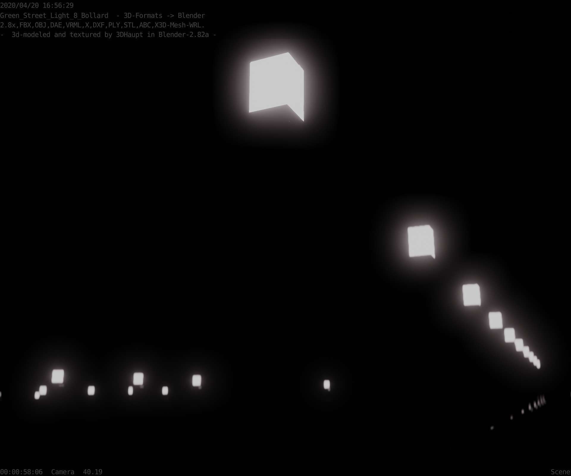 Street Light 8 Bollard 900mm Moss Green Version 3 Low-poly 3D model_98