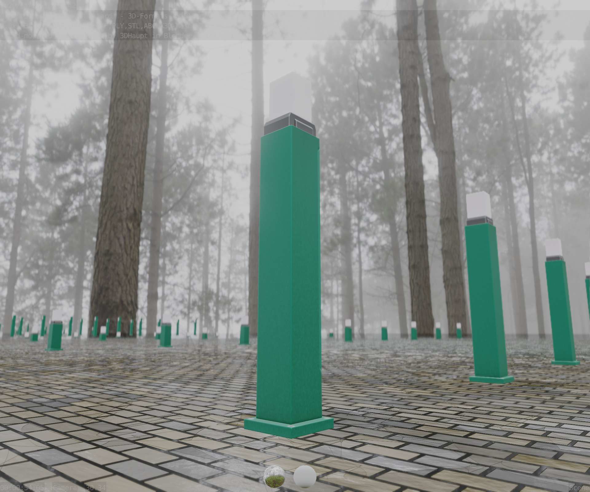 Street Light 8 Bollard 900mm Moss Green Version 3 Low-poly 3D model_4