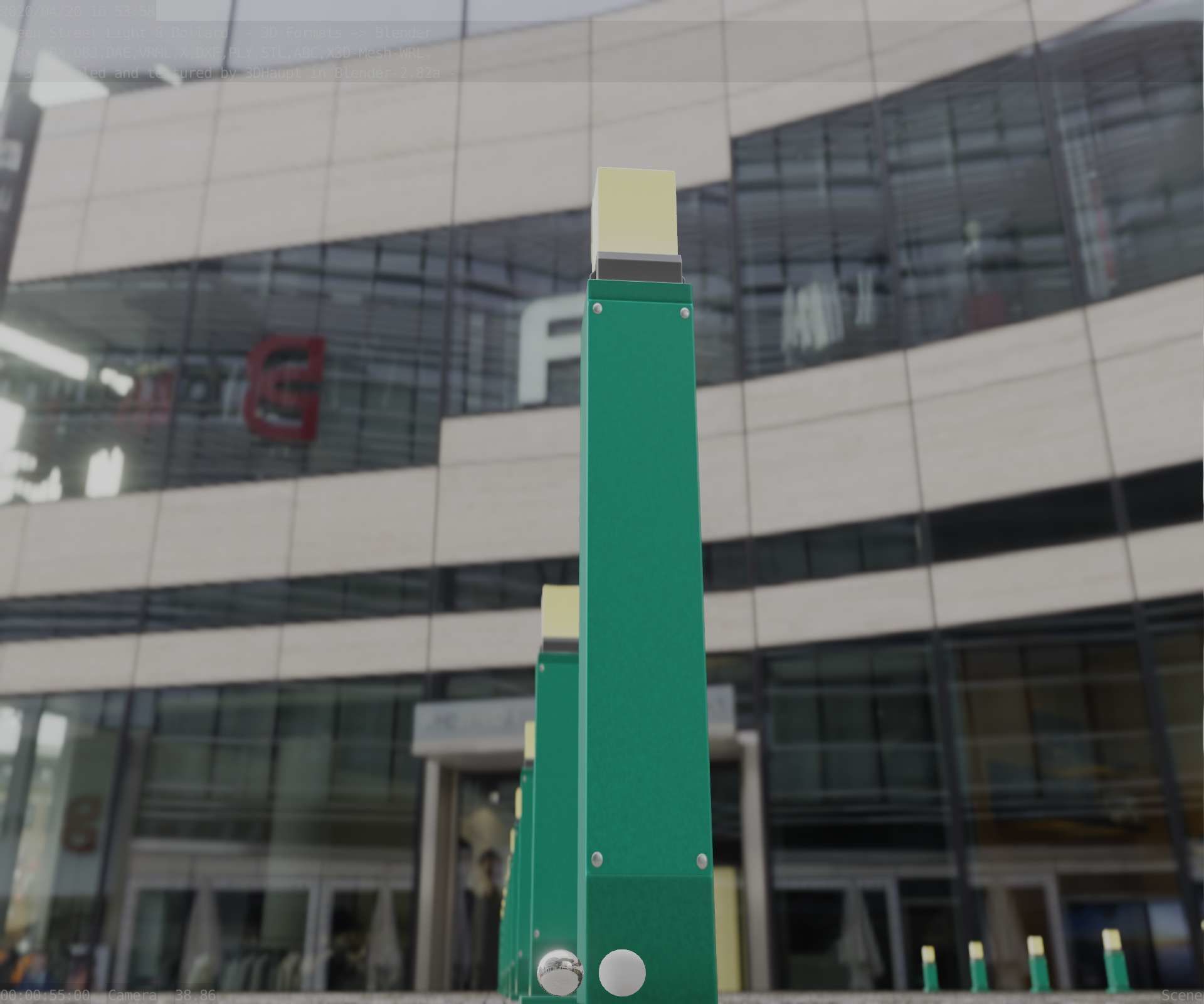 Street Light 8 Bollard 900mm Moss Green Version 3 Low-poly 3D model_21