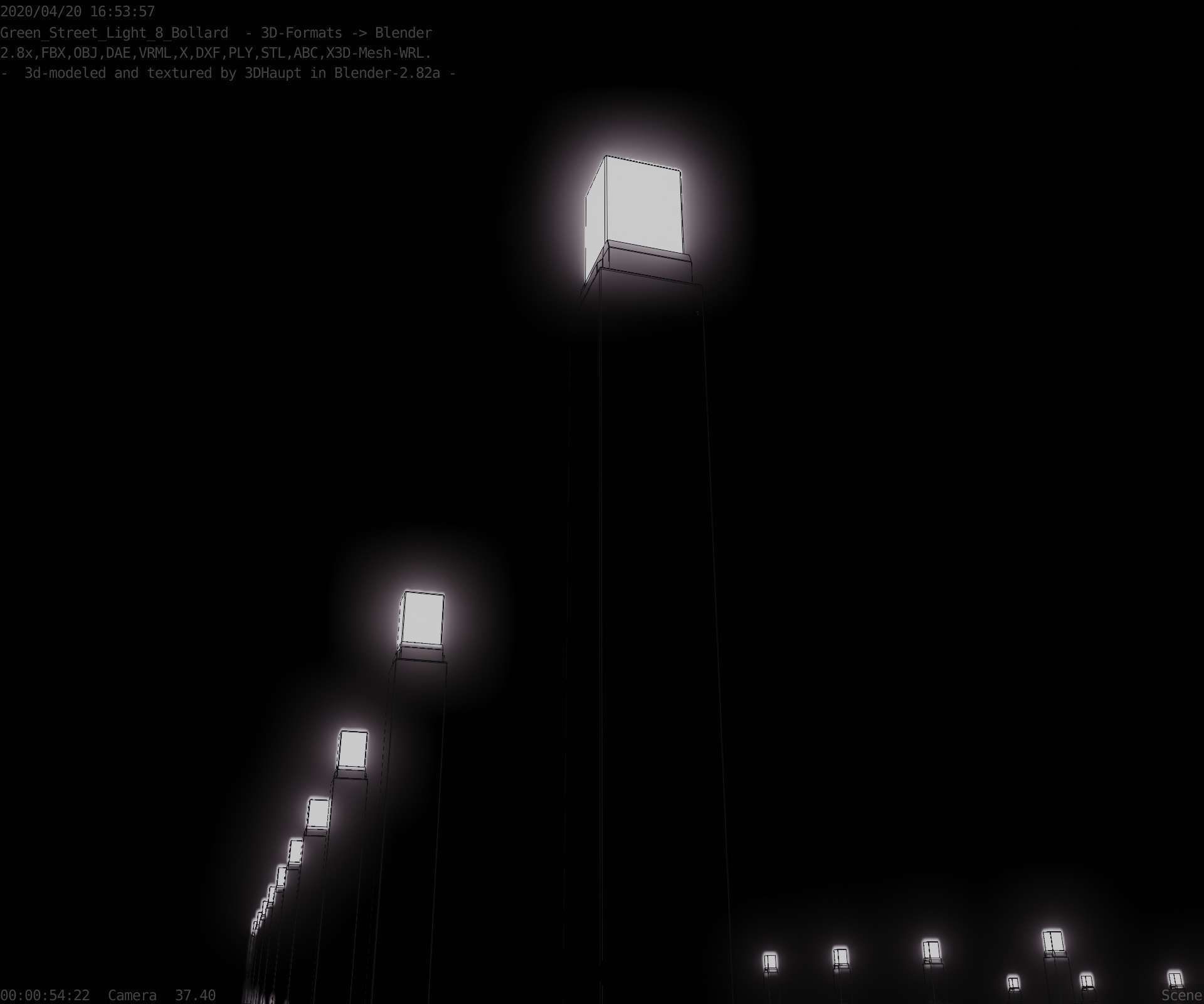 Street Light 8 Bollard 900mm Moss Green Version 3 Low-poly 3D model_19