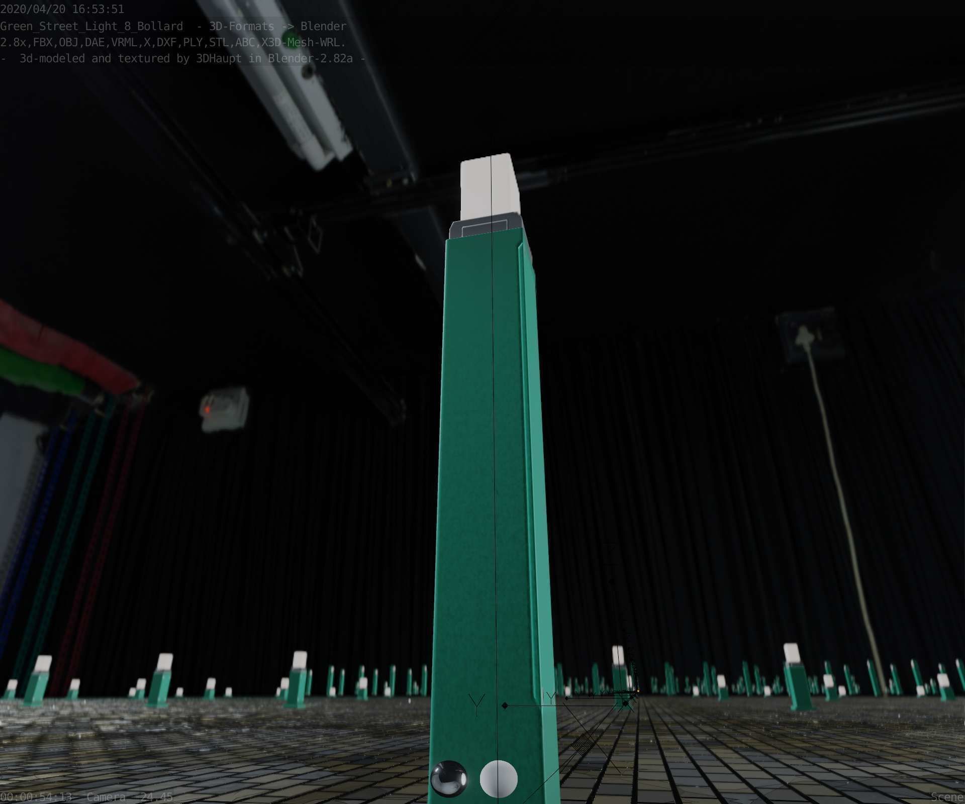 Street Light 8 Bollard 900mm Moss Green Version 3 Low-poly 3D model_11