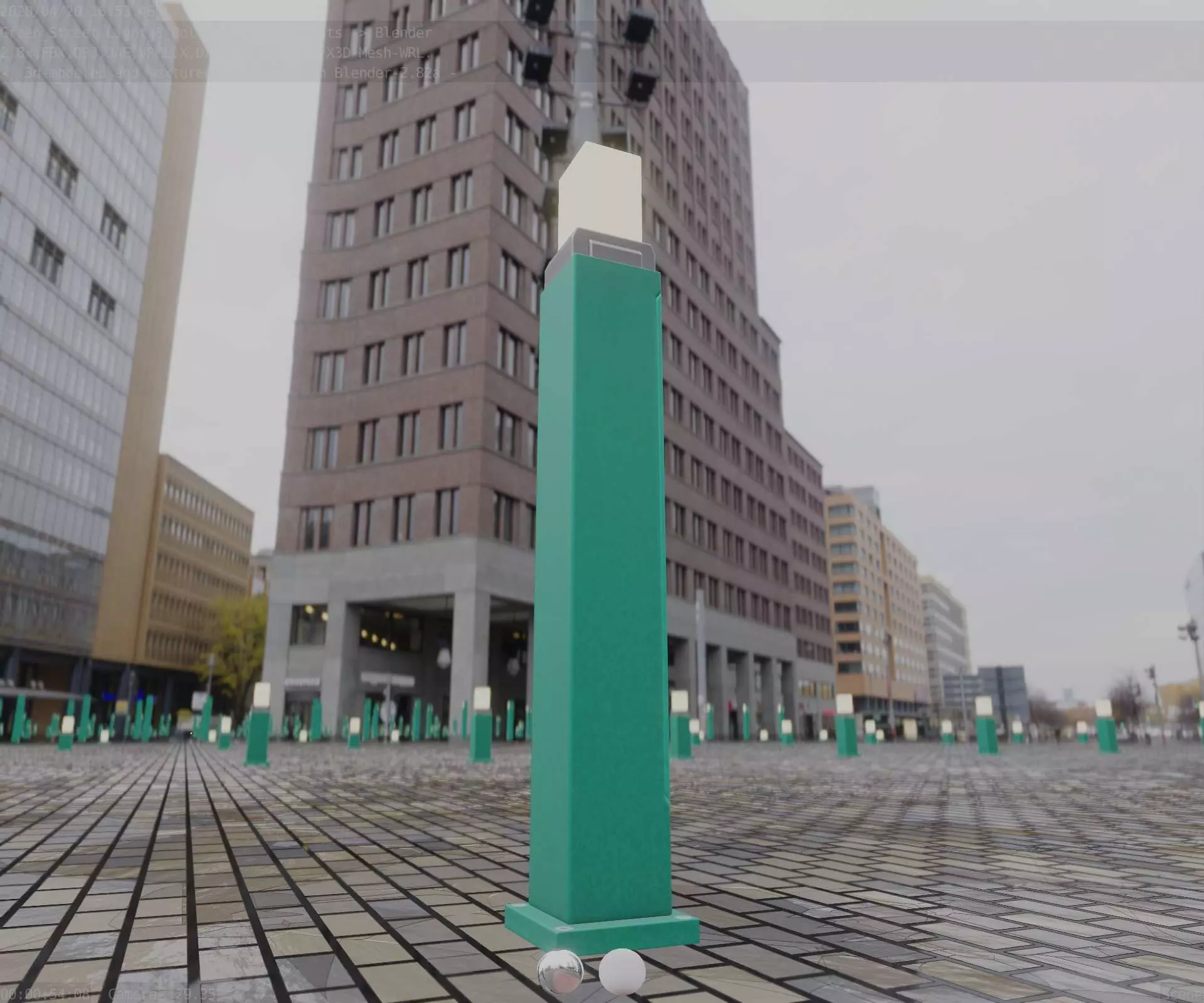 Street Light 8 Bollard 900mm Moss Green Version 3 Low-poly 3D model_0