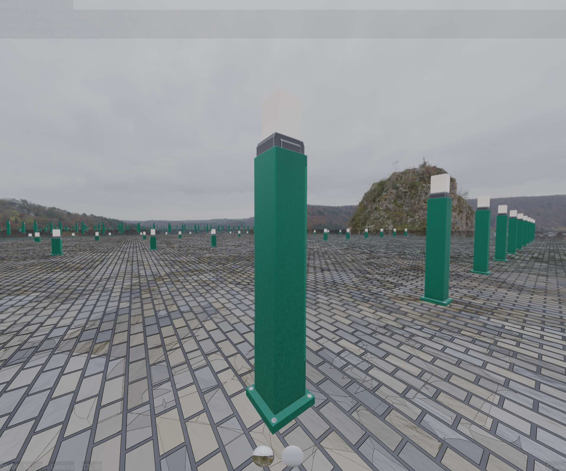 Street Light 8 Bollard 900mm Moss Green Version 3 Low-poly 3D model_61