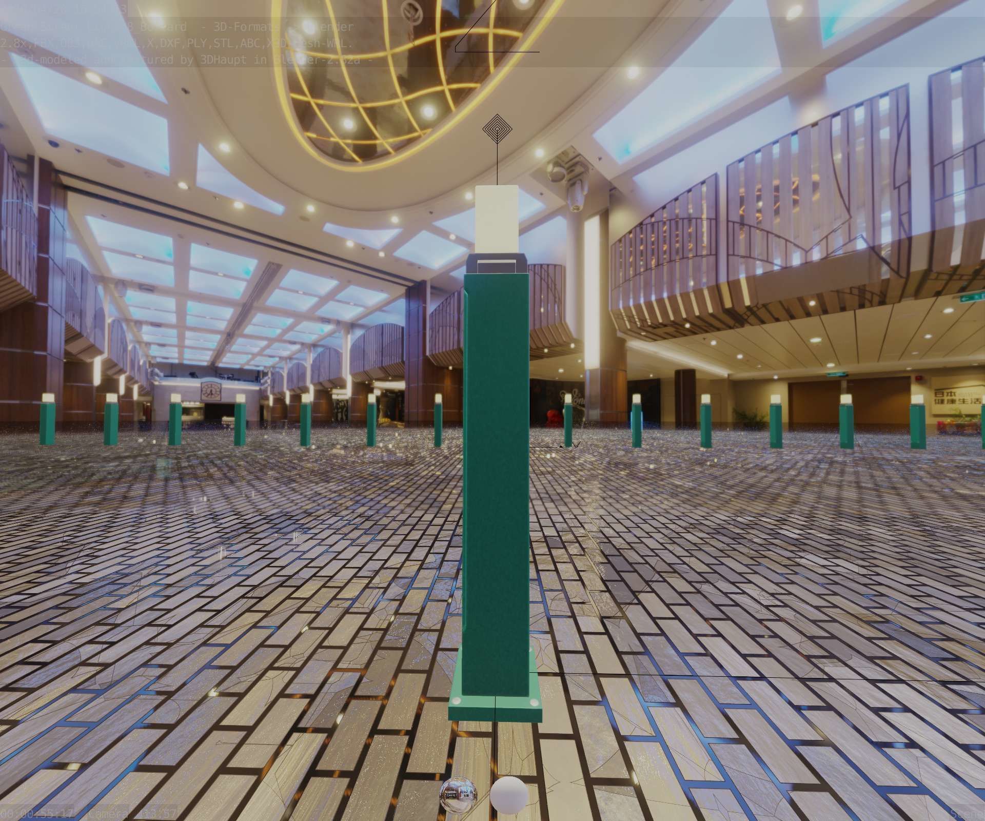 Street Light 8 Bollard 900mm Moss Green Version 3 Low-poly 3D model_37