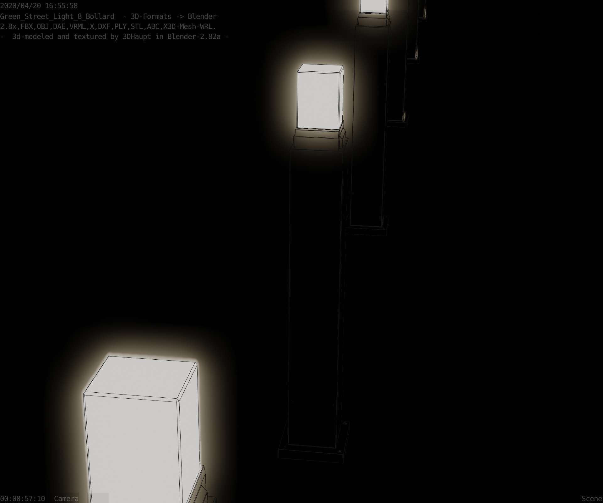 Street Light 8 Bollard 900mm Moss Green Version 3 Low-poly 3D model_78