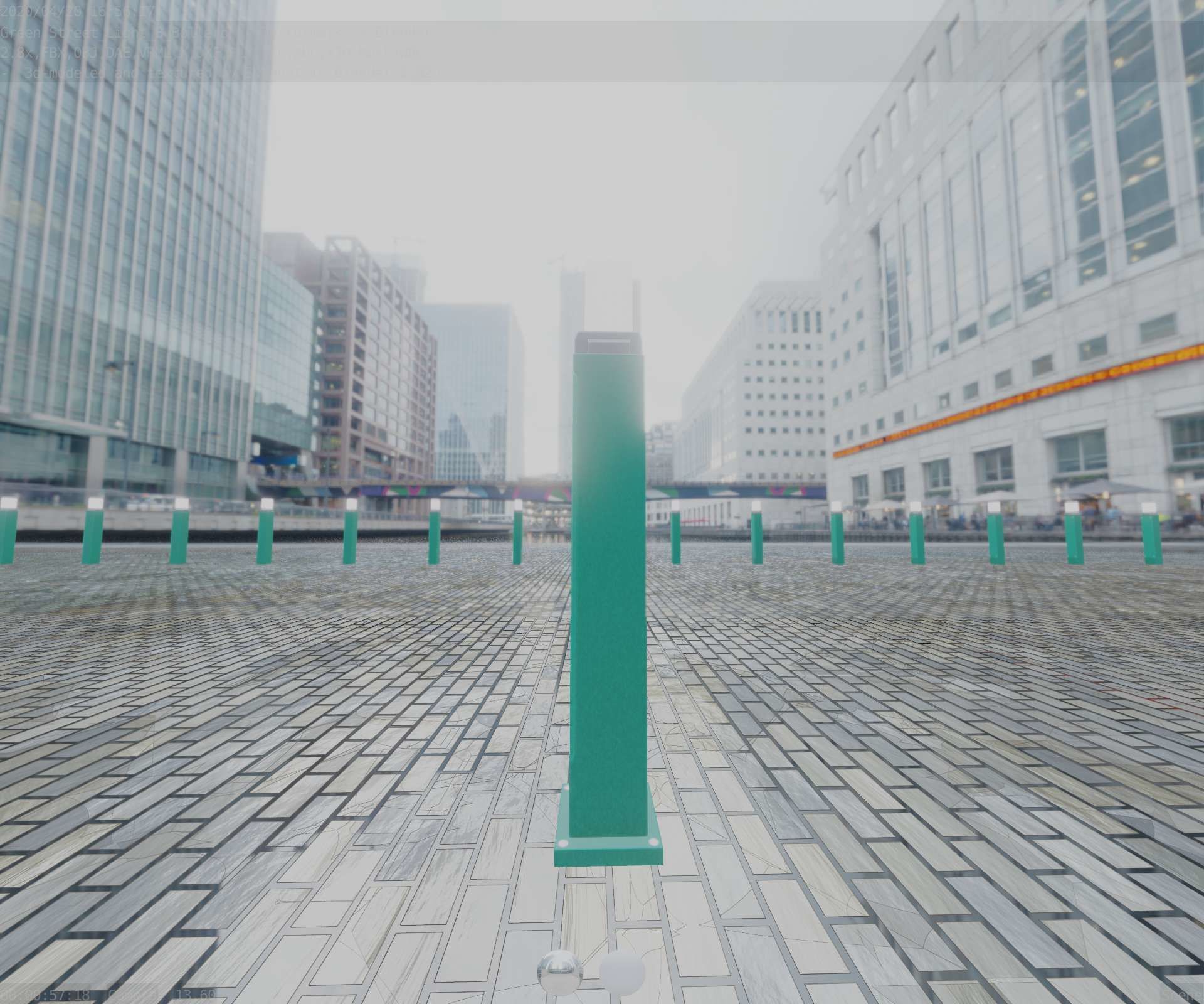 Street Light 8 Bollard 900mm Moss Green Version 3 Low-poly 3D model_86