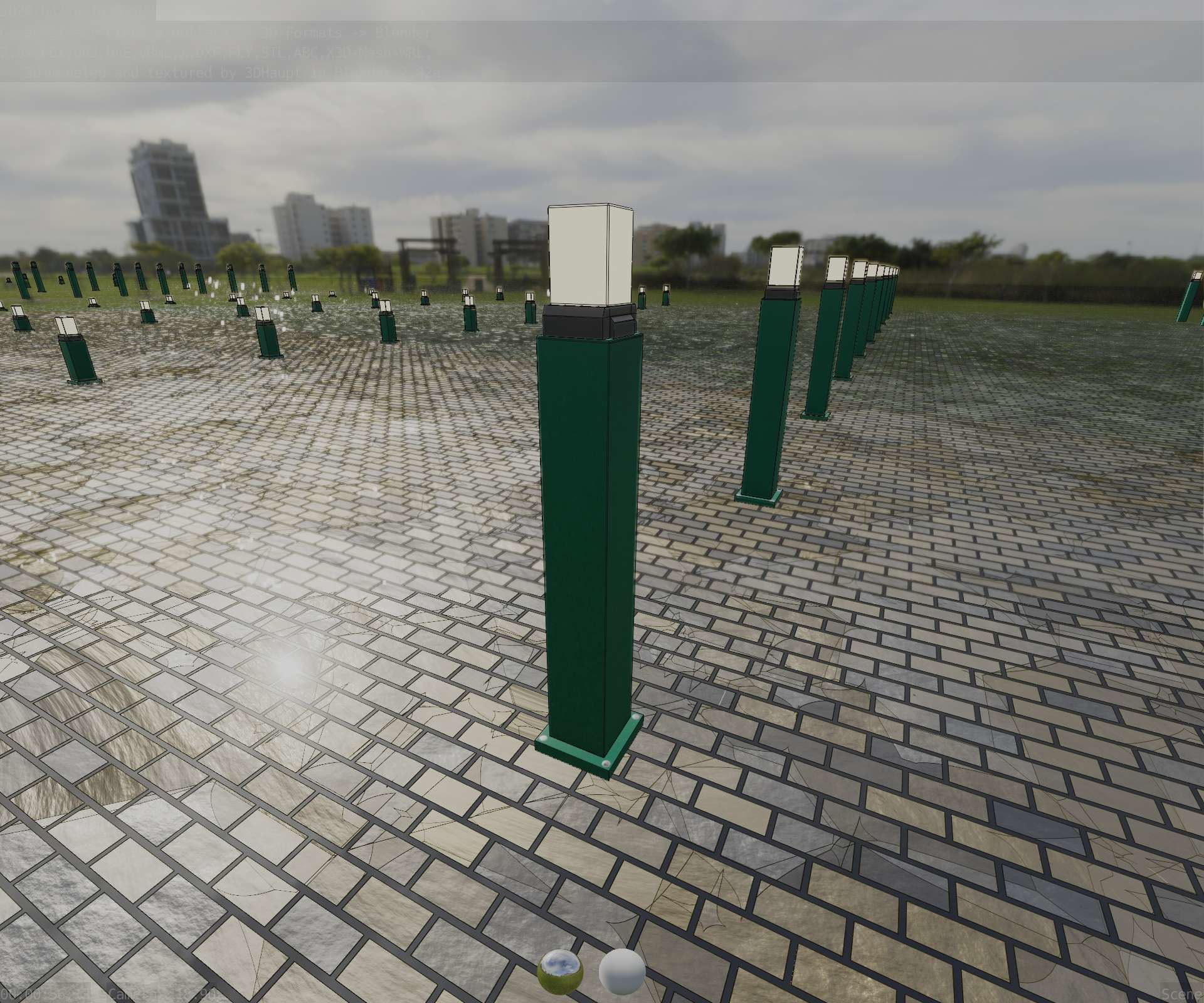 Street Light 8 Bollard 900mm Moss Green Version 3 Low-poly 3D model_57