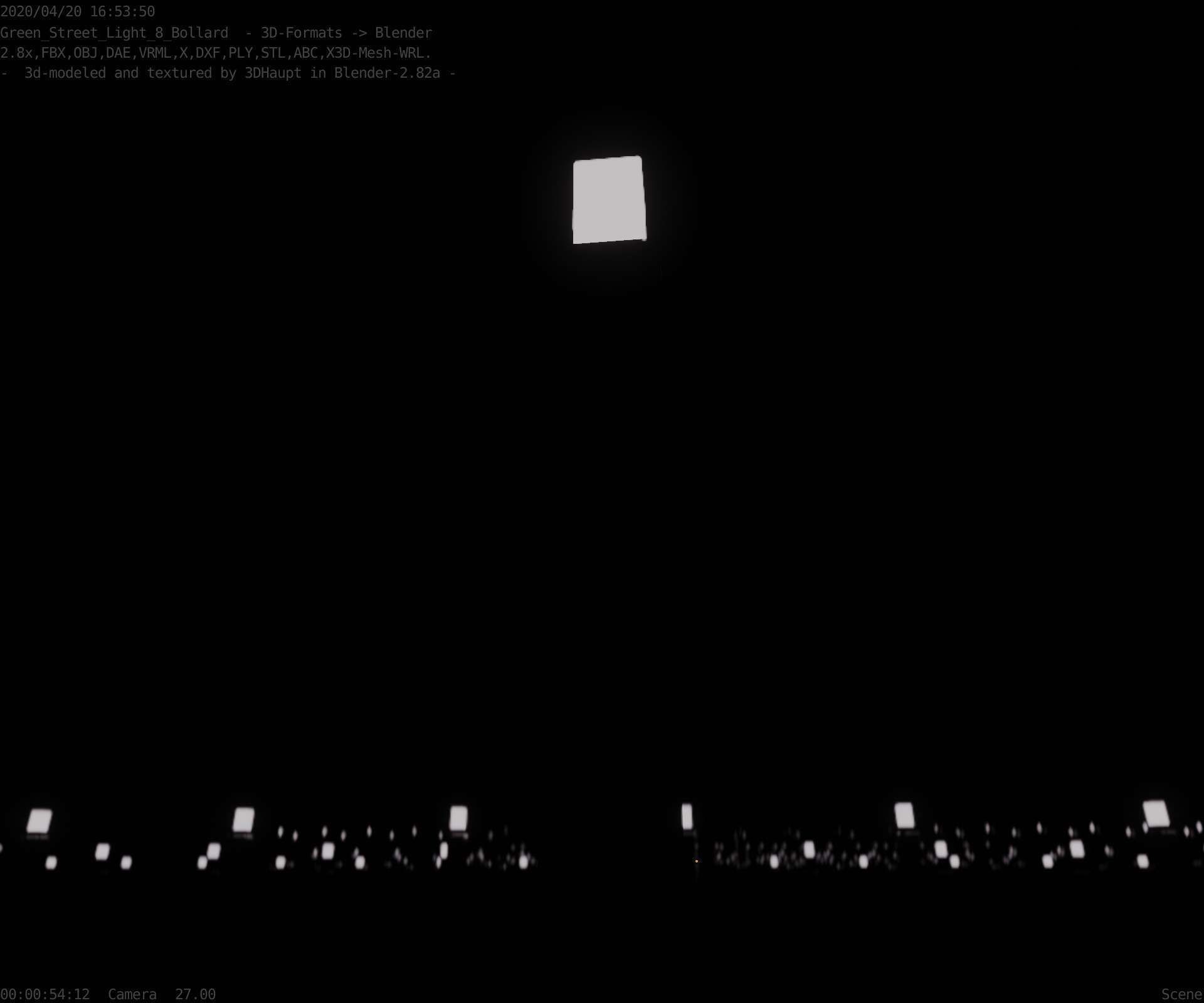 Street Light 8 Bollard 900mm Moss Green Version 3 Low-poly 3D model_10