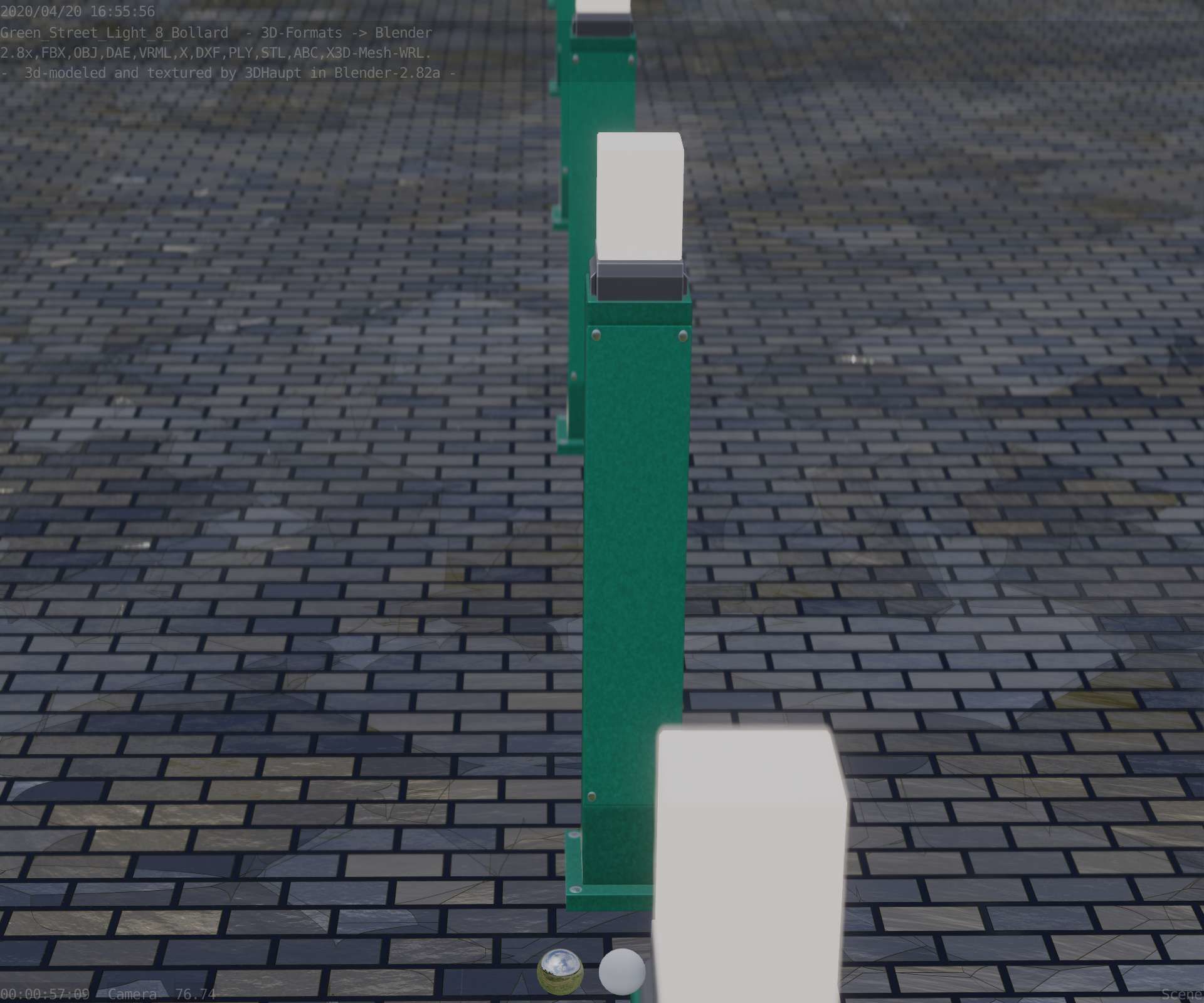 Street Light 8 Bollard 900mm Moss Green Version 3 Low-poly 3D model_77