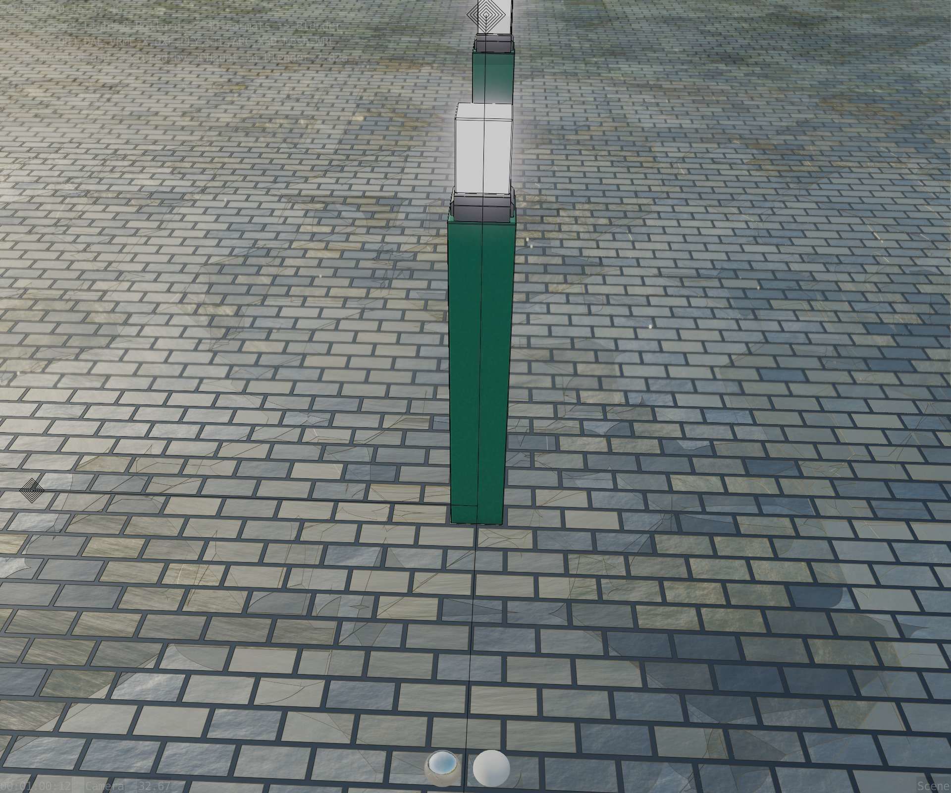Street Light 8 Bollard 900mm Moss Green Version 6  Low-poly 3D model_52
