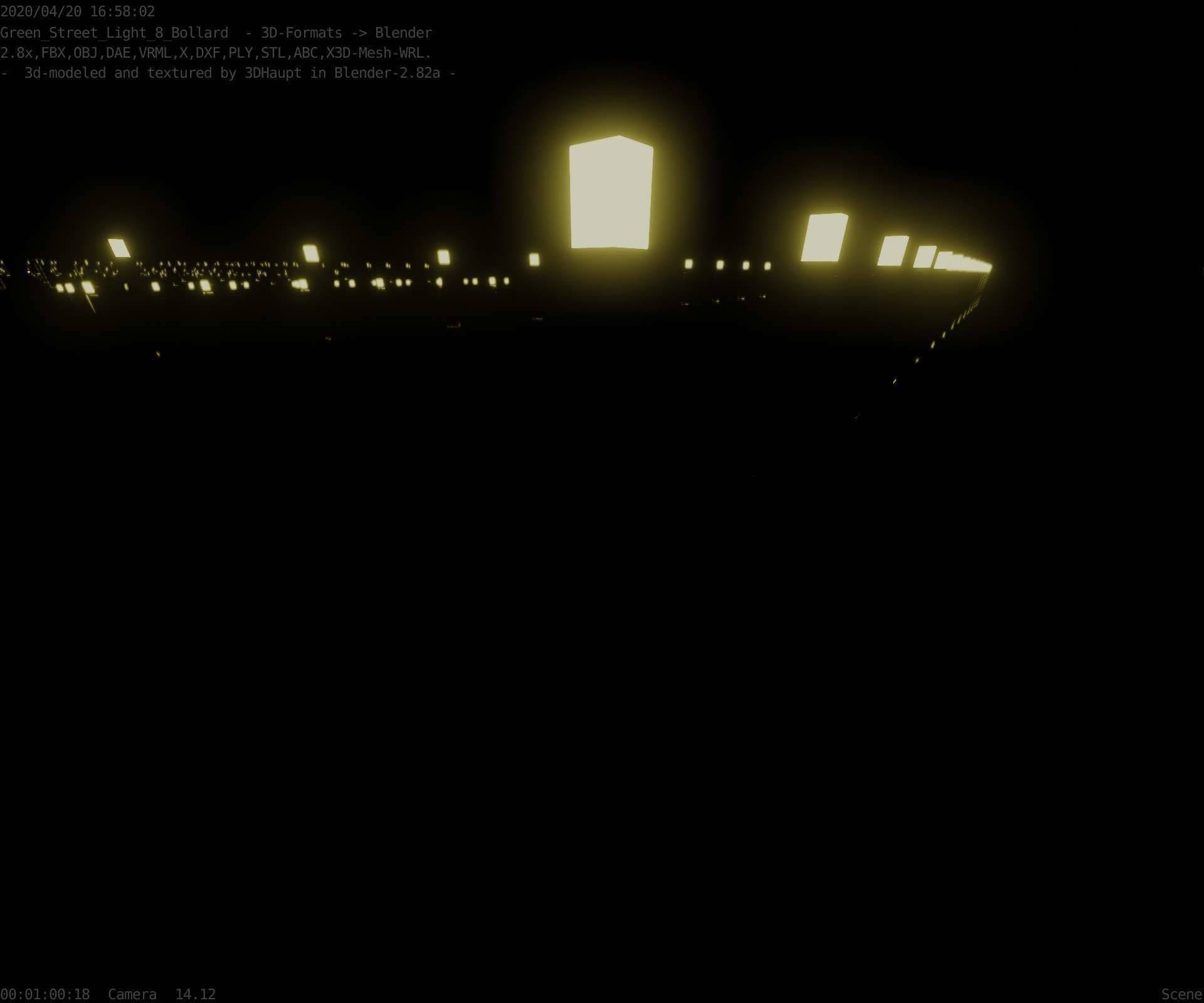 Street Light 8 Bollard 900mm Moss Green Version 6  Low-poly 3D model_58