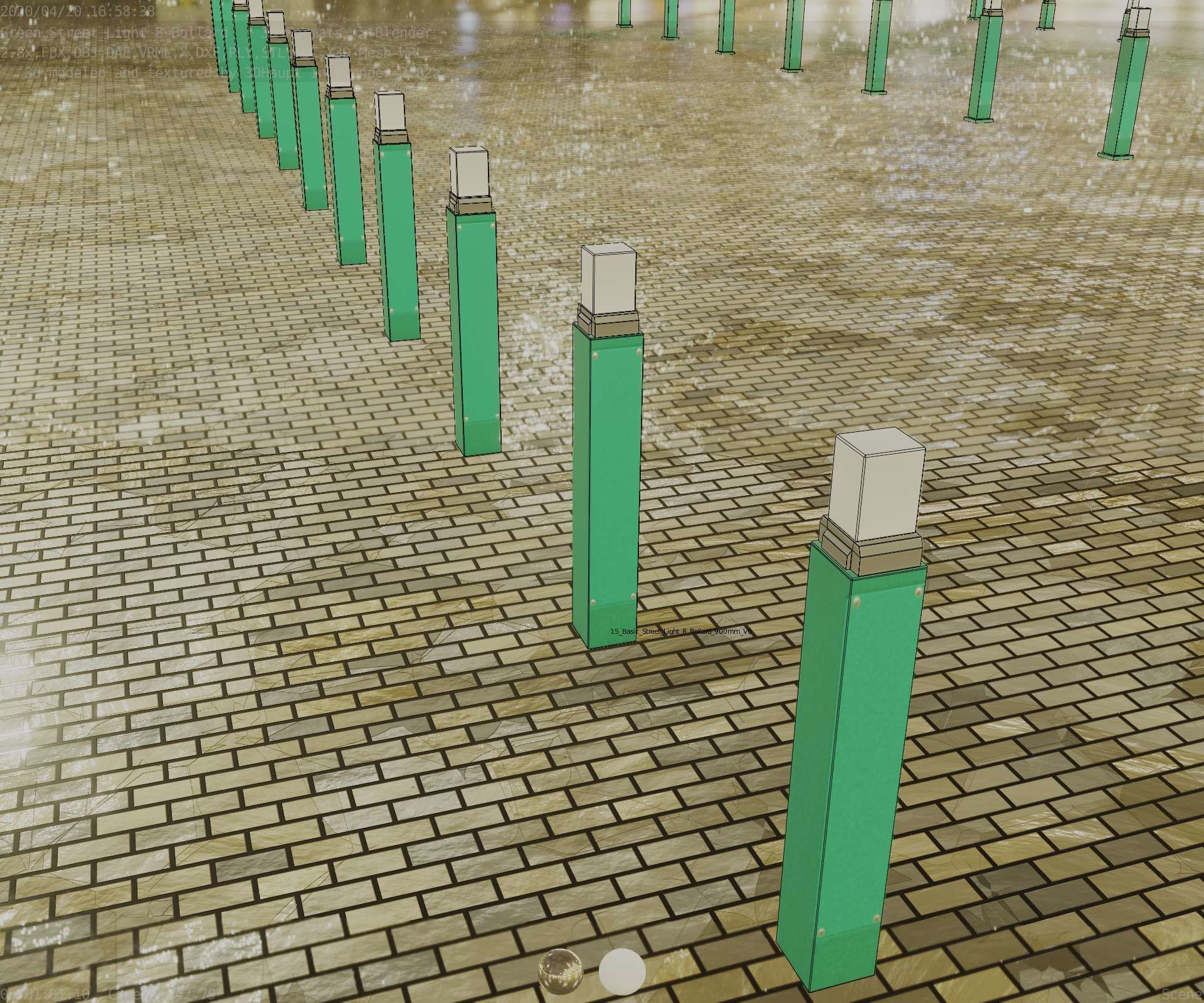Street Light 8 Bollard 900mm Moss Green Version 6  Low-poly 3D model_74