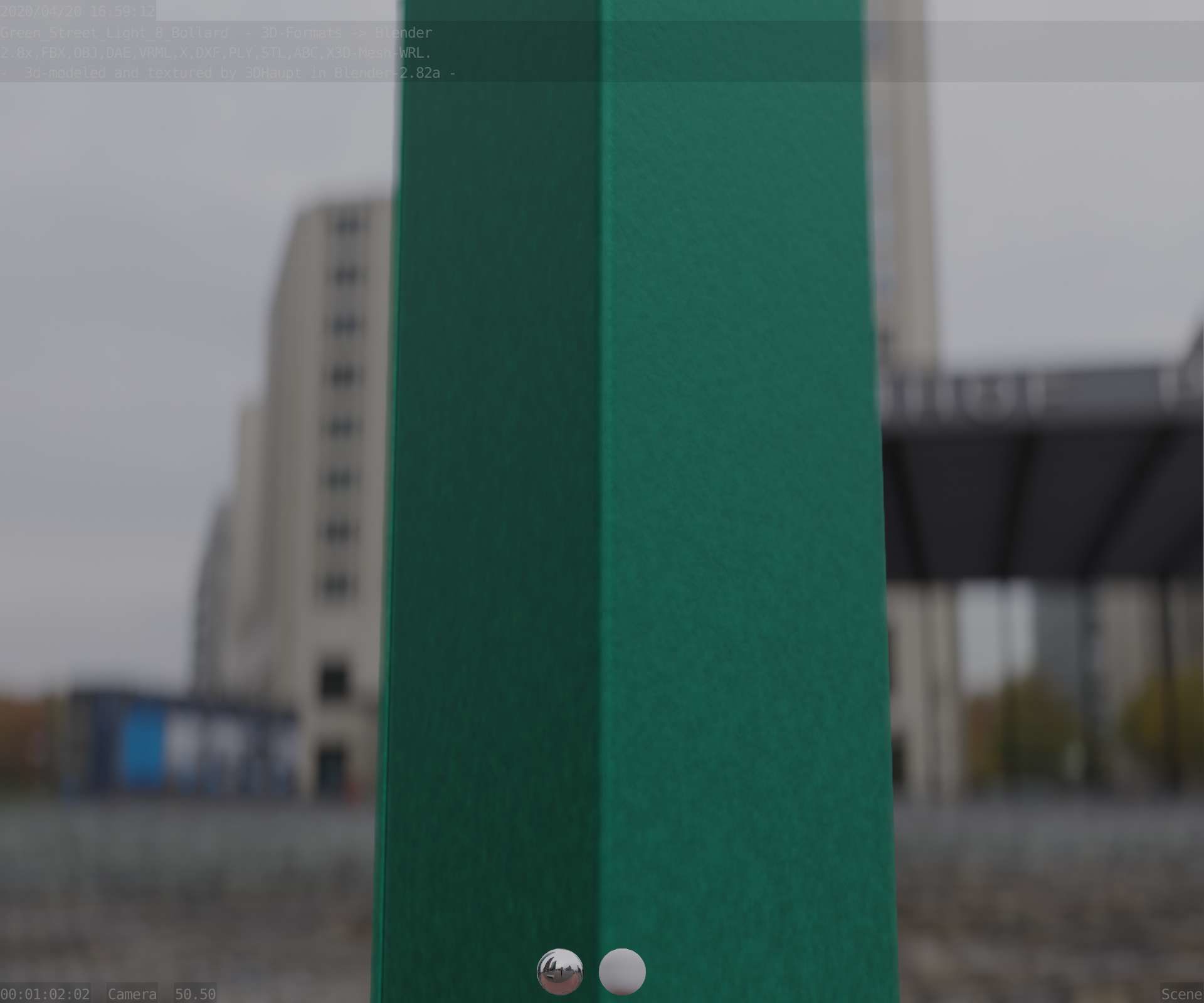 Street Light 8 Bollard 900mm Moss Green Version 6  Low-poly 3D model_90