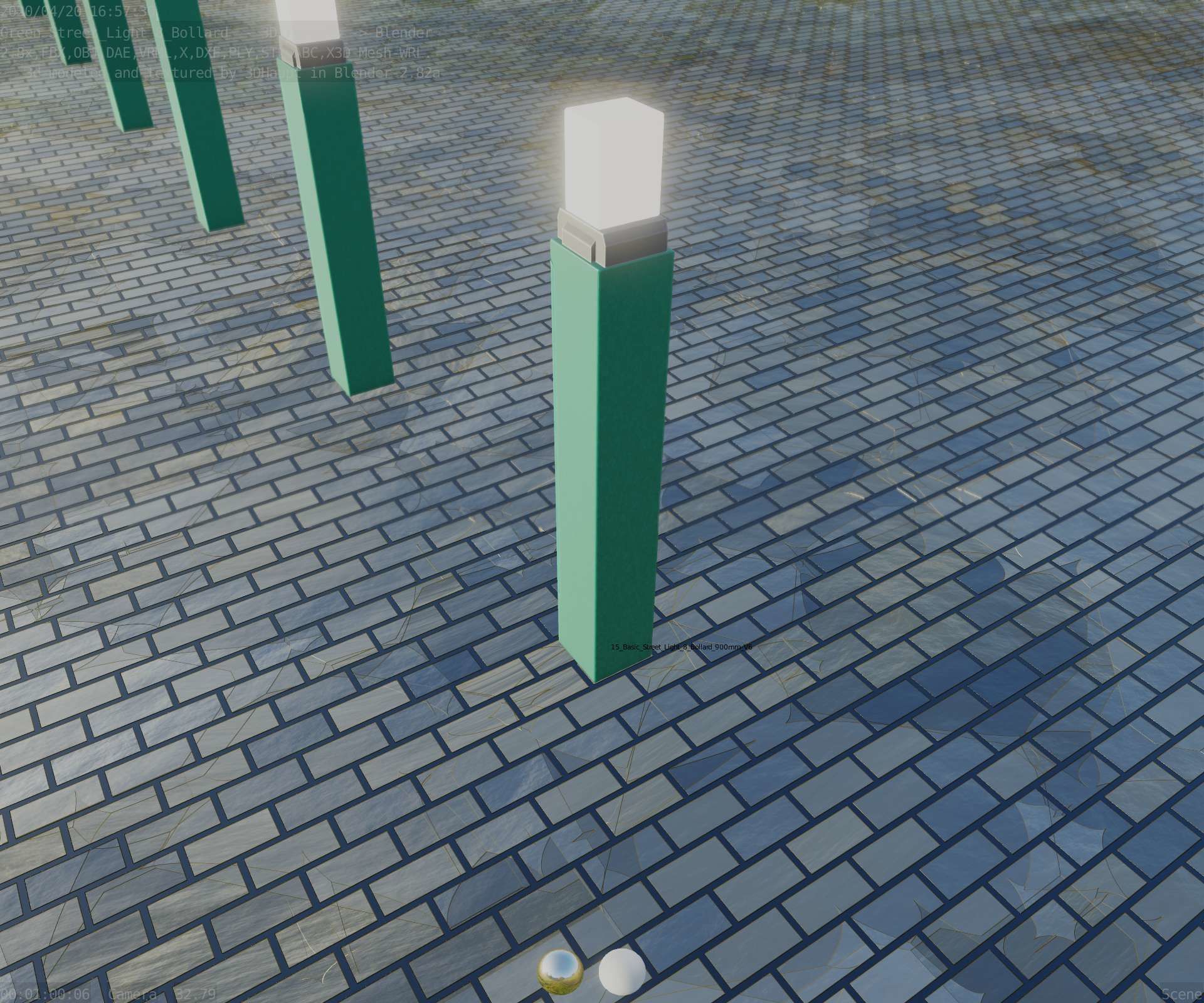 Street Light 8 Bollard 900mm Moss Green Version 6  Low-poly 3D model_46