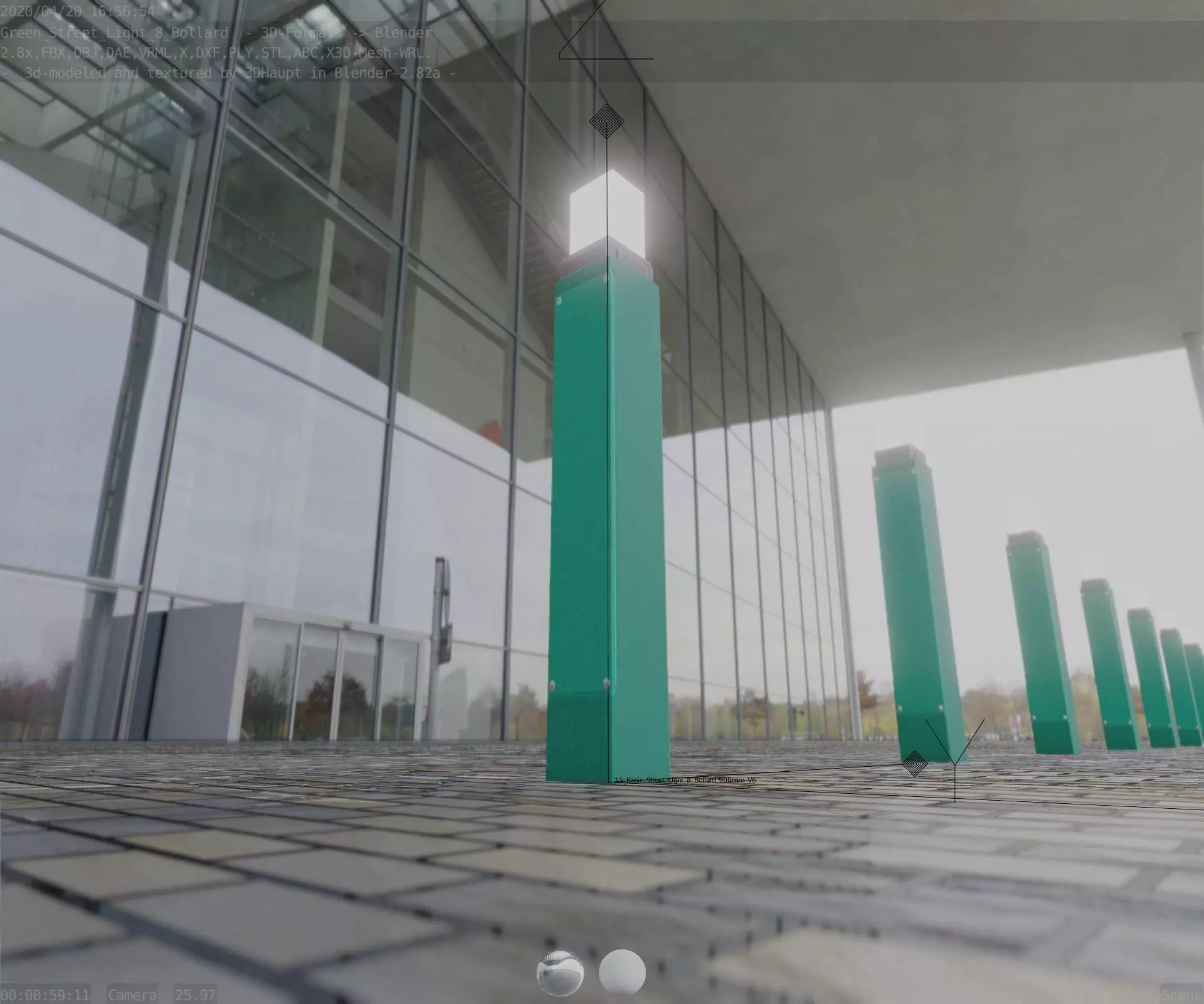 Street Light 8 Bollard 900mm Moss Green Version 6  Low-poly 3D model_0