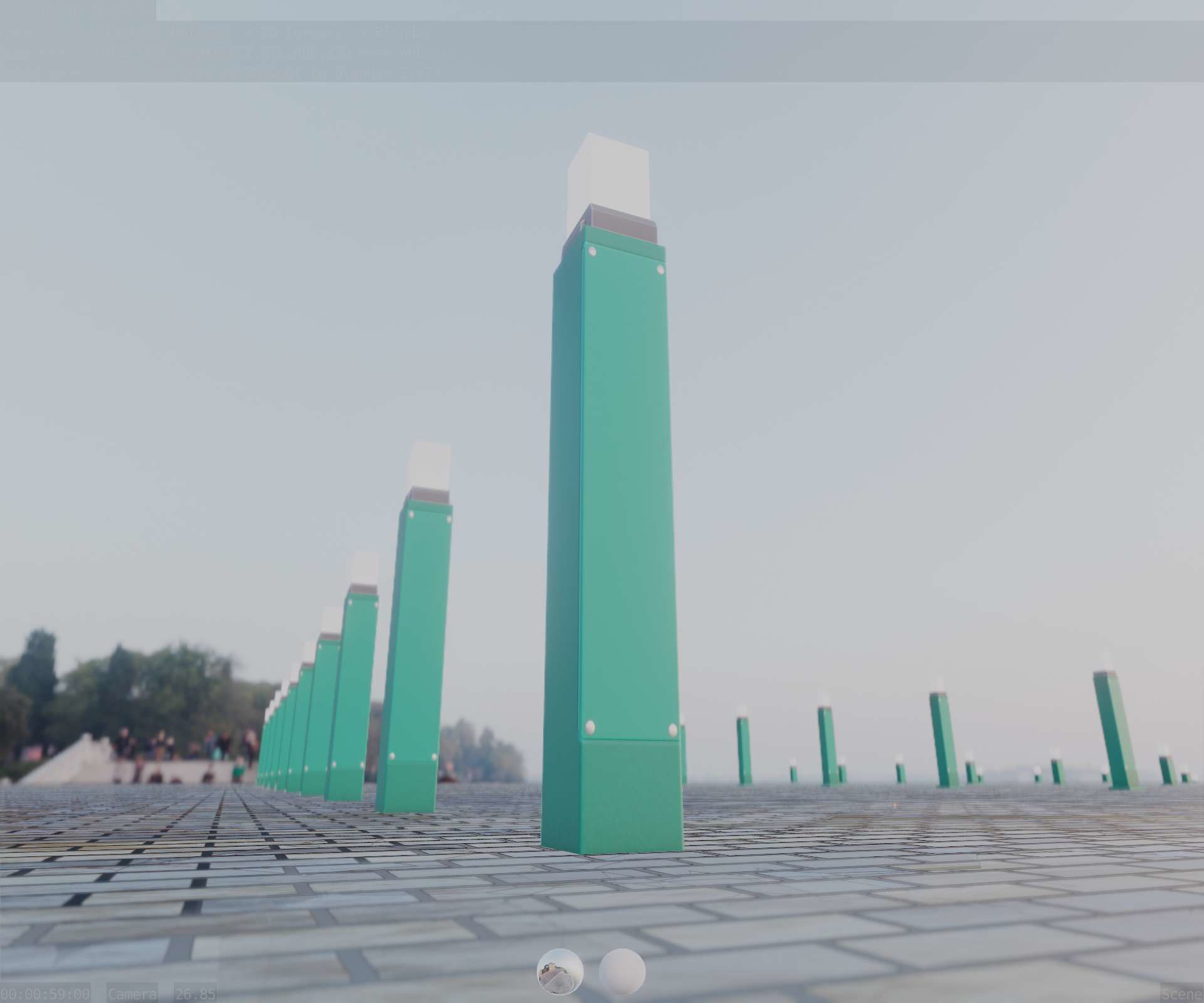 Street Light 8 Bollard 900mm Moss Green Version 6  Low-poly 3D model_17