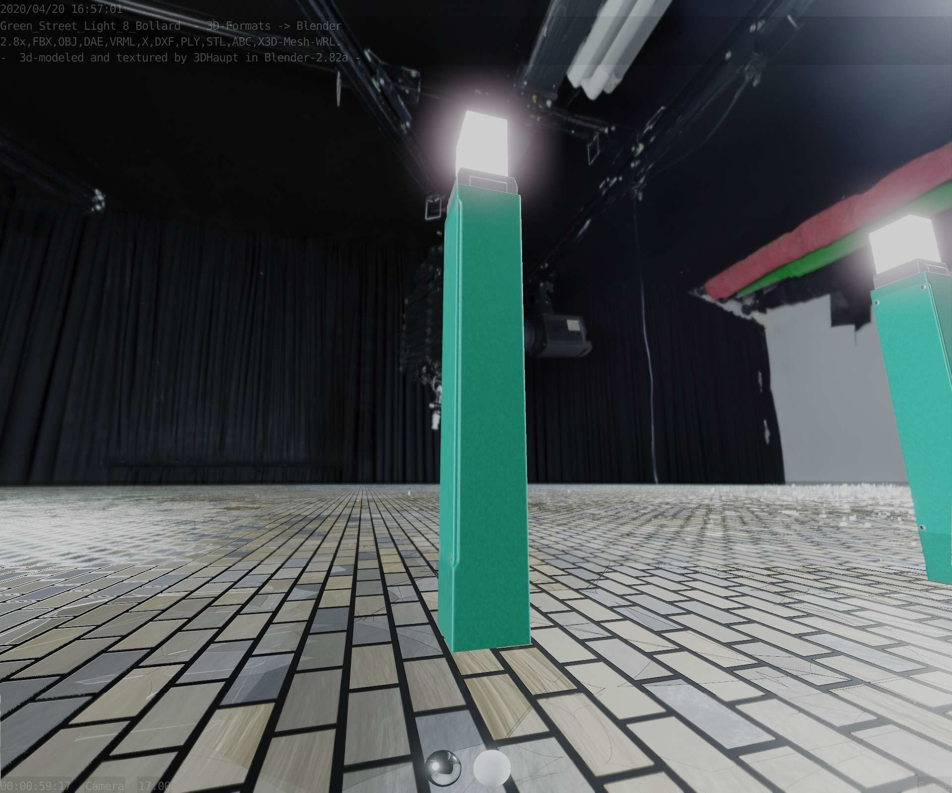 Street Light 8 Bollard 900mm Moss Green Version 6  Low-poly 3D model_33