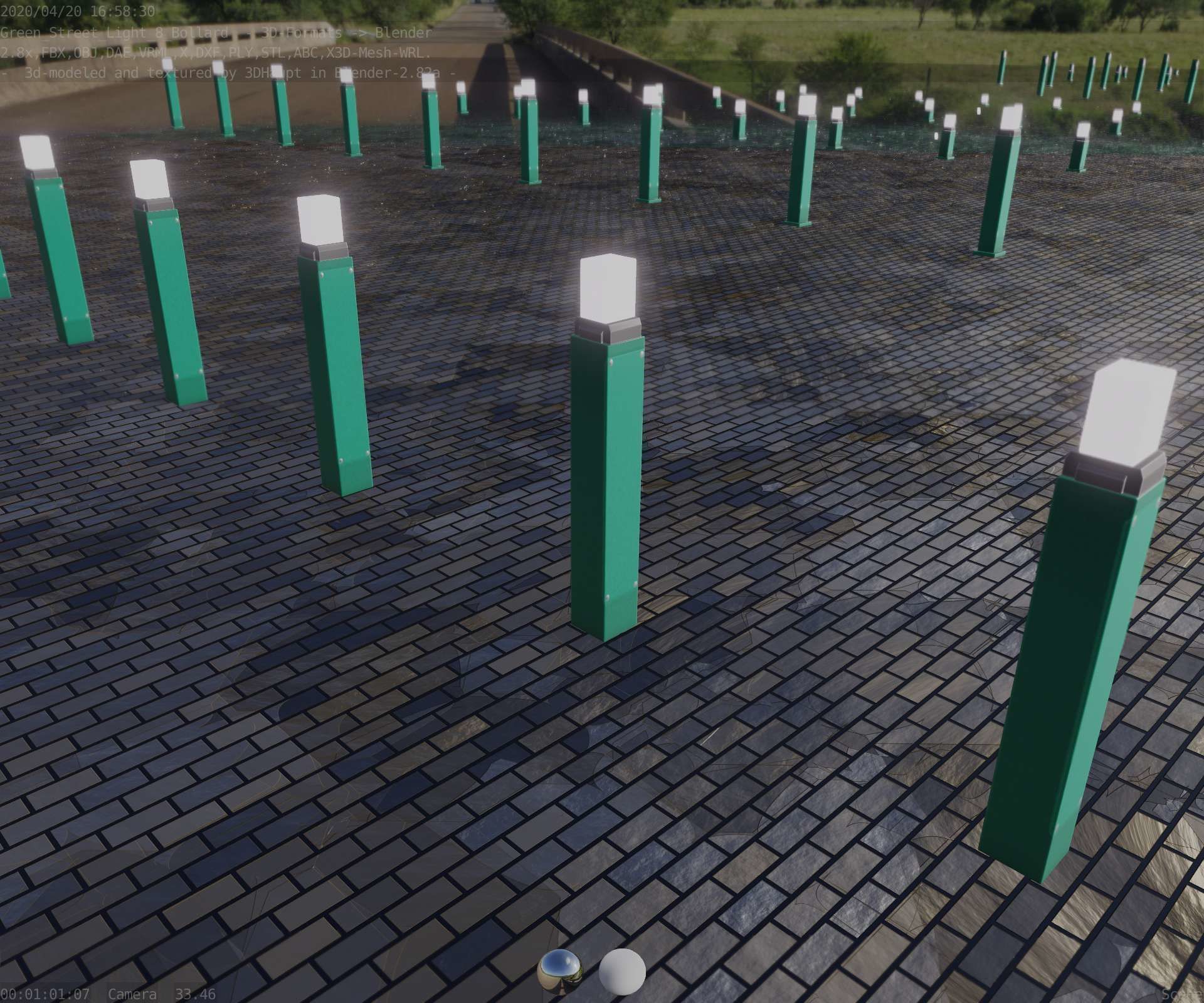 Street Light 8 Bollard 900mm Moss Green Version 6  Low-poly 3D model_71