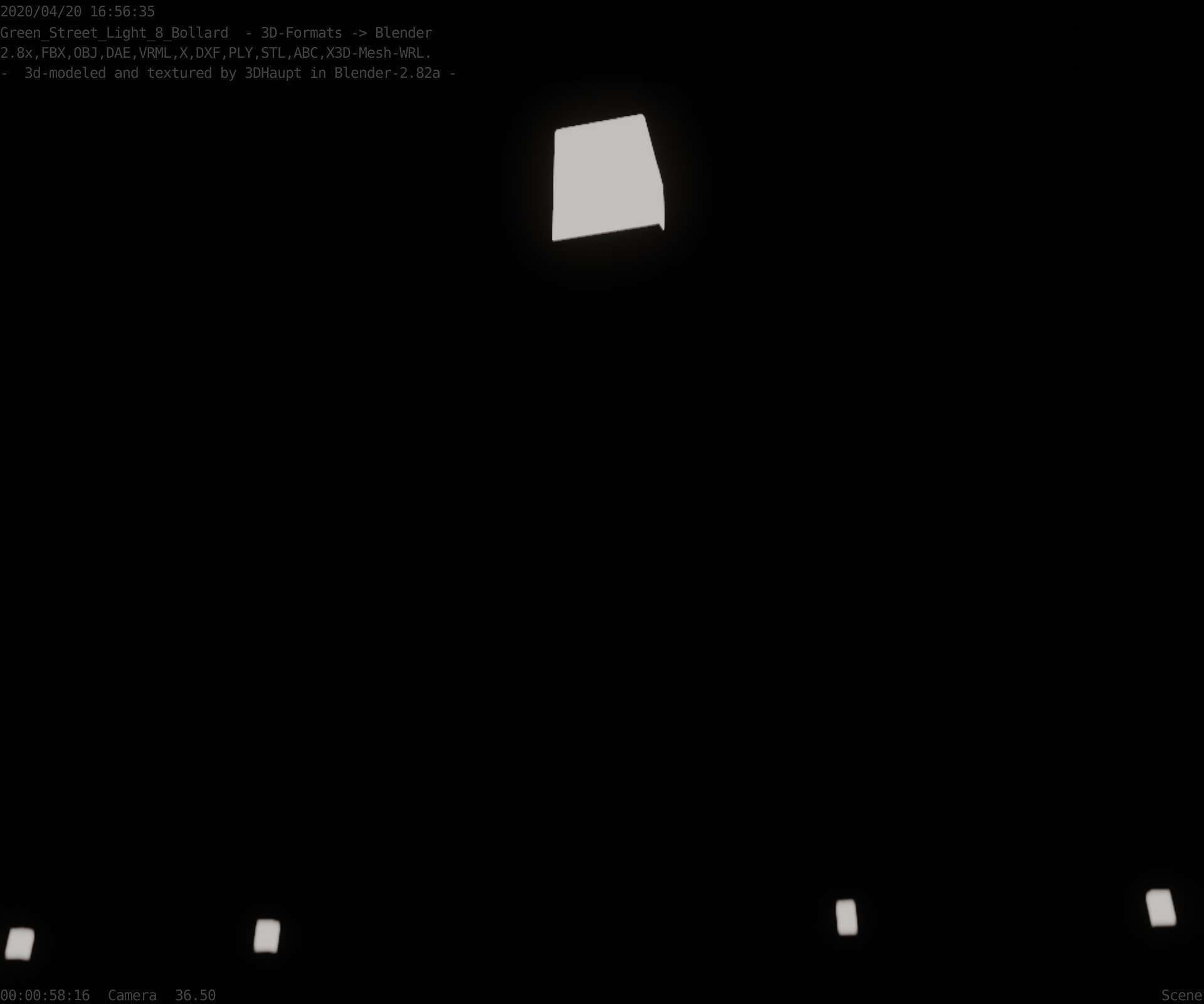 Street Light 8 Bollard 900mm Moss Green Version 6  Low-poly 3D model_10